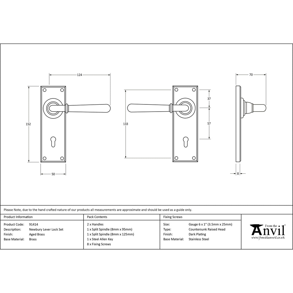 Aged Brass Newbury Lever Lock Set | From The Anvil-Lever Lock-Yester Home
