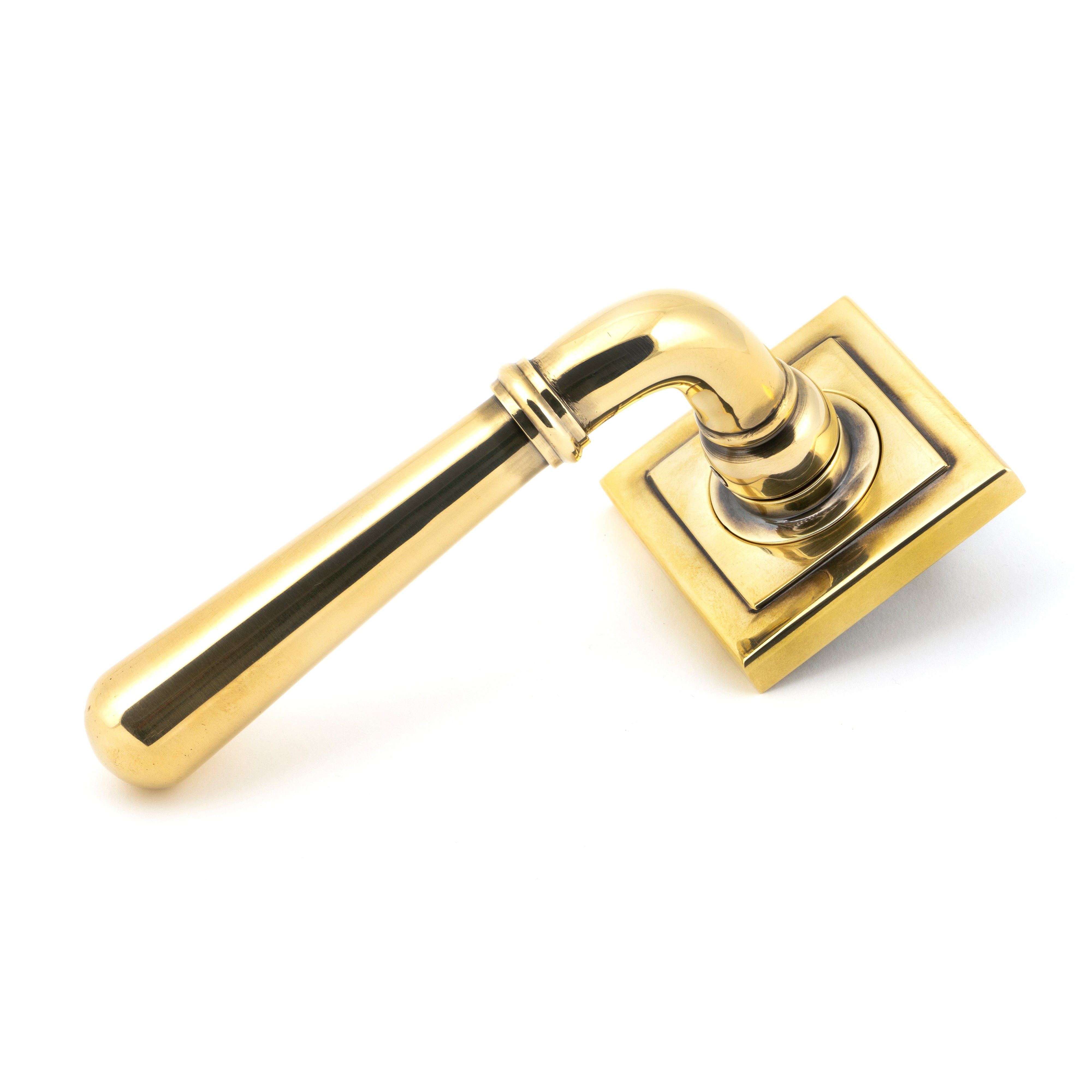 Aged Brass Newbury Lever on Rose Set (Square) - Unsprung | From The Anvil-Concealed-Yester Home
