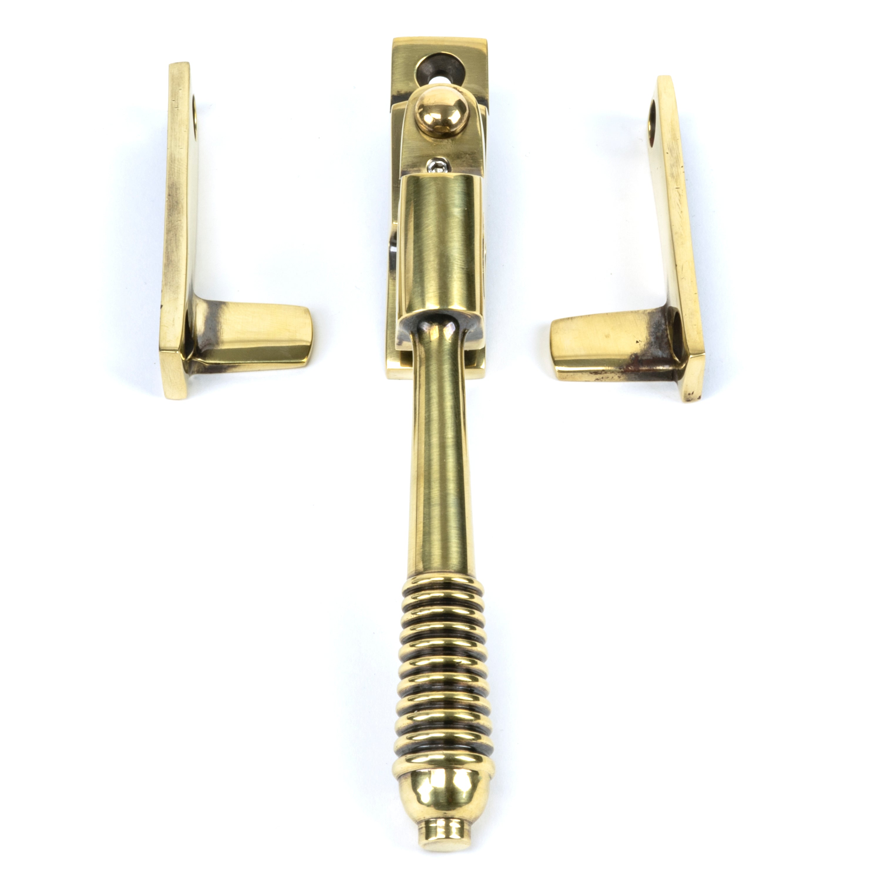 Aged Brass Night-Vent Locking Reeded Fastener | From The Anvil-Night-Vent Fasteners-Yester Home