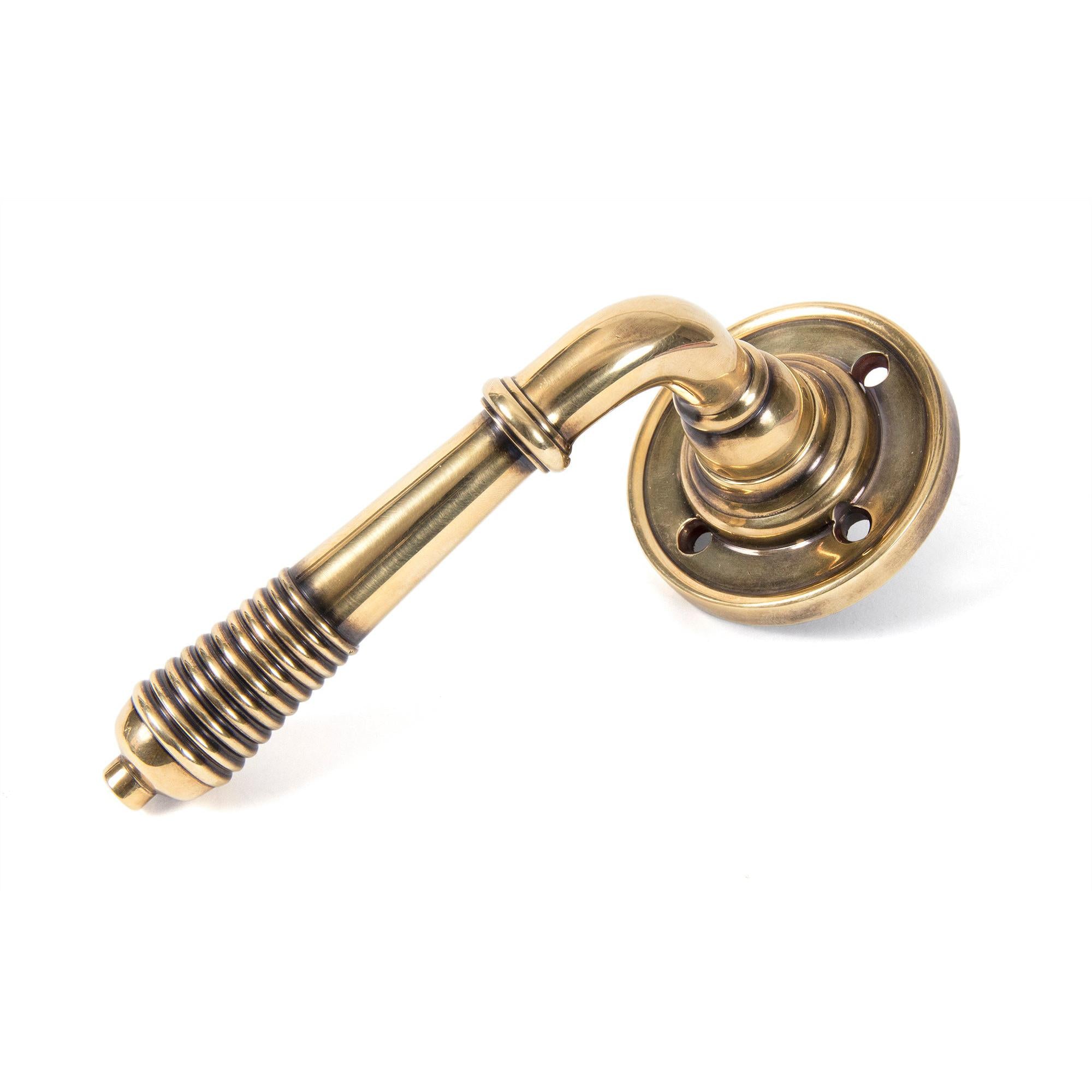 Aged Brass Reeded Lever on Rose Set - Unsprung | From The Anvil - Lever on Rose - From The Anvil - Yester Home