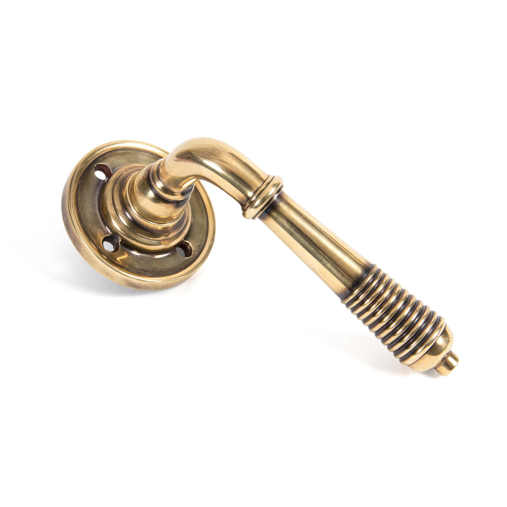Aged Brass Reeded Lever on Rose Set - Unsprung | From The Anvil-Lever on Rose-Yester Home