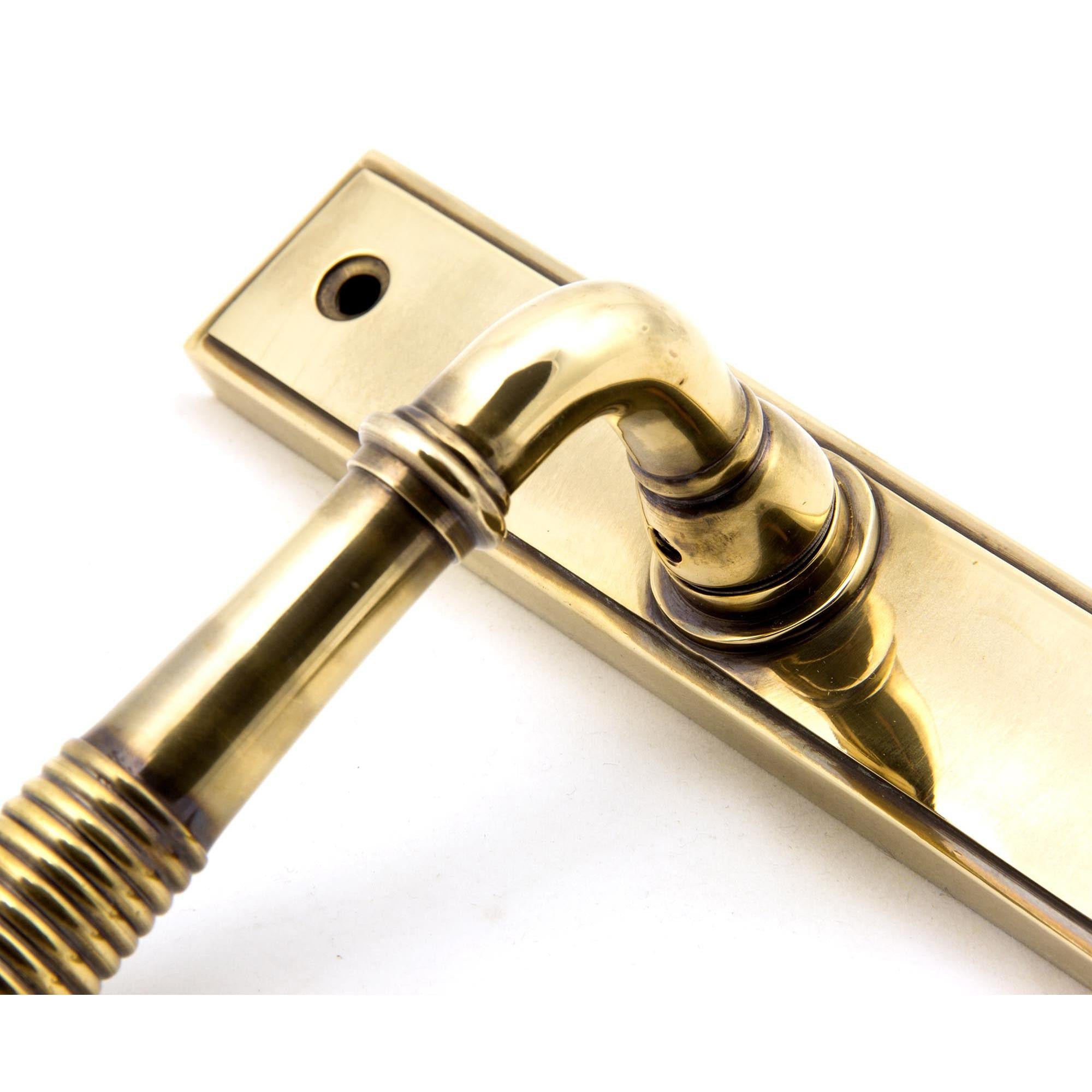 Aged Brass Reeded Slimline Lever Espag. Lock Set | From The Anvil - Espagnolette - From The Anvil - Yester Home