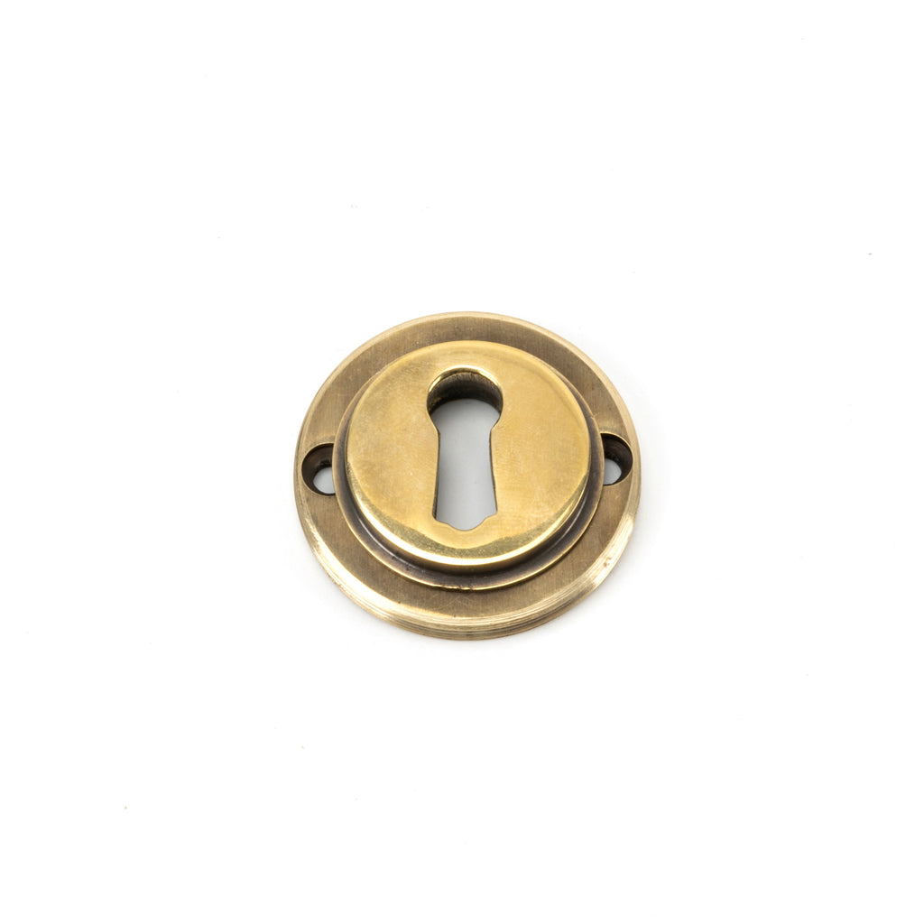 Aged Brass Round Escutcheon (Art Deco) | From The Anvil-Escutcheons-Yester Home