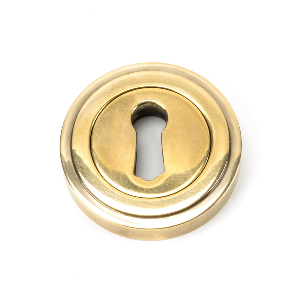 Aged Brass Round Escutcheon (Art Deco) | From The Anvil-Escutcheons-Yester Home