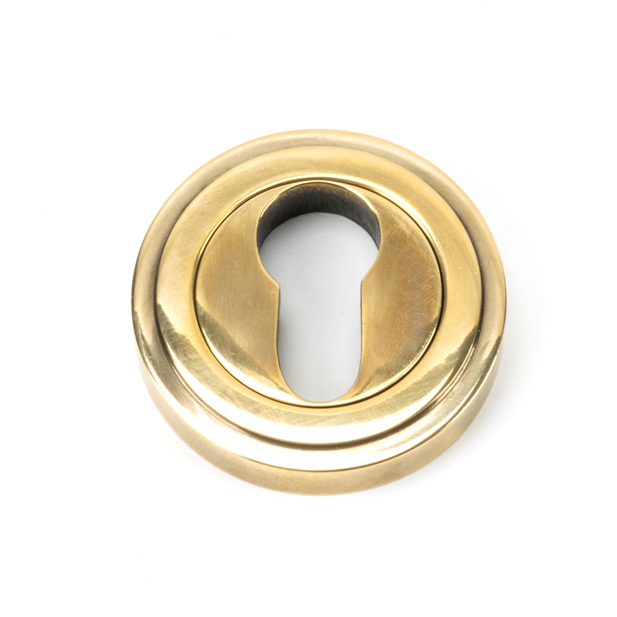 Aged Brass Round Euro Escutcheon (Art Deco) | From The Anvil - Euro Escutcheons - From The Anvil - Yester Home