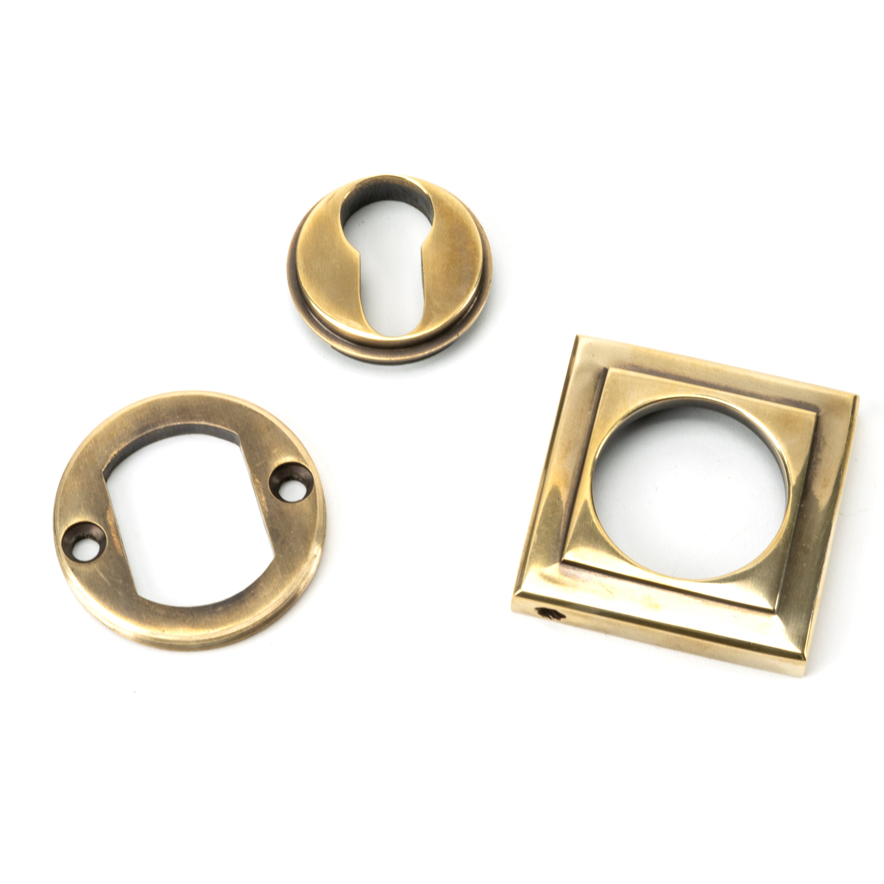 Aged Brass Round Euro Escutcheon (Square) | From The Anvil-Euro Escutcheons-Yester Home
