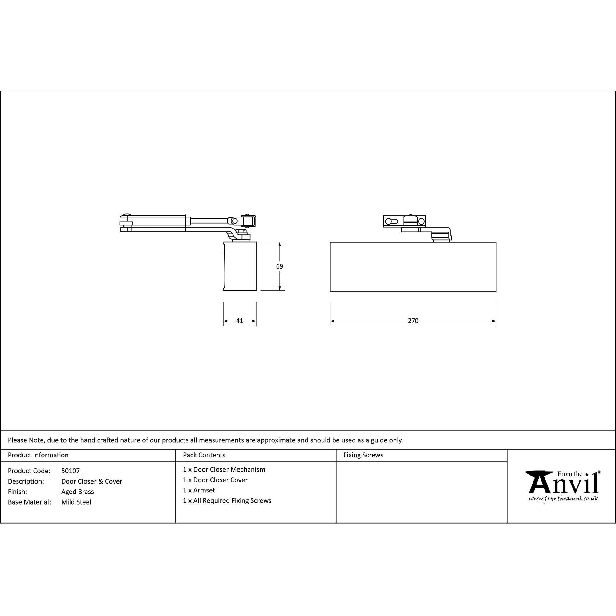 Aged Brass Size 2-5 Door Closer & Cover | From The Anvil - Door Closer & Cover - From The Anvil - Yester Home