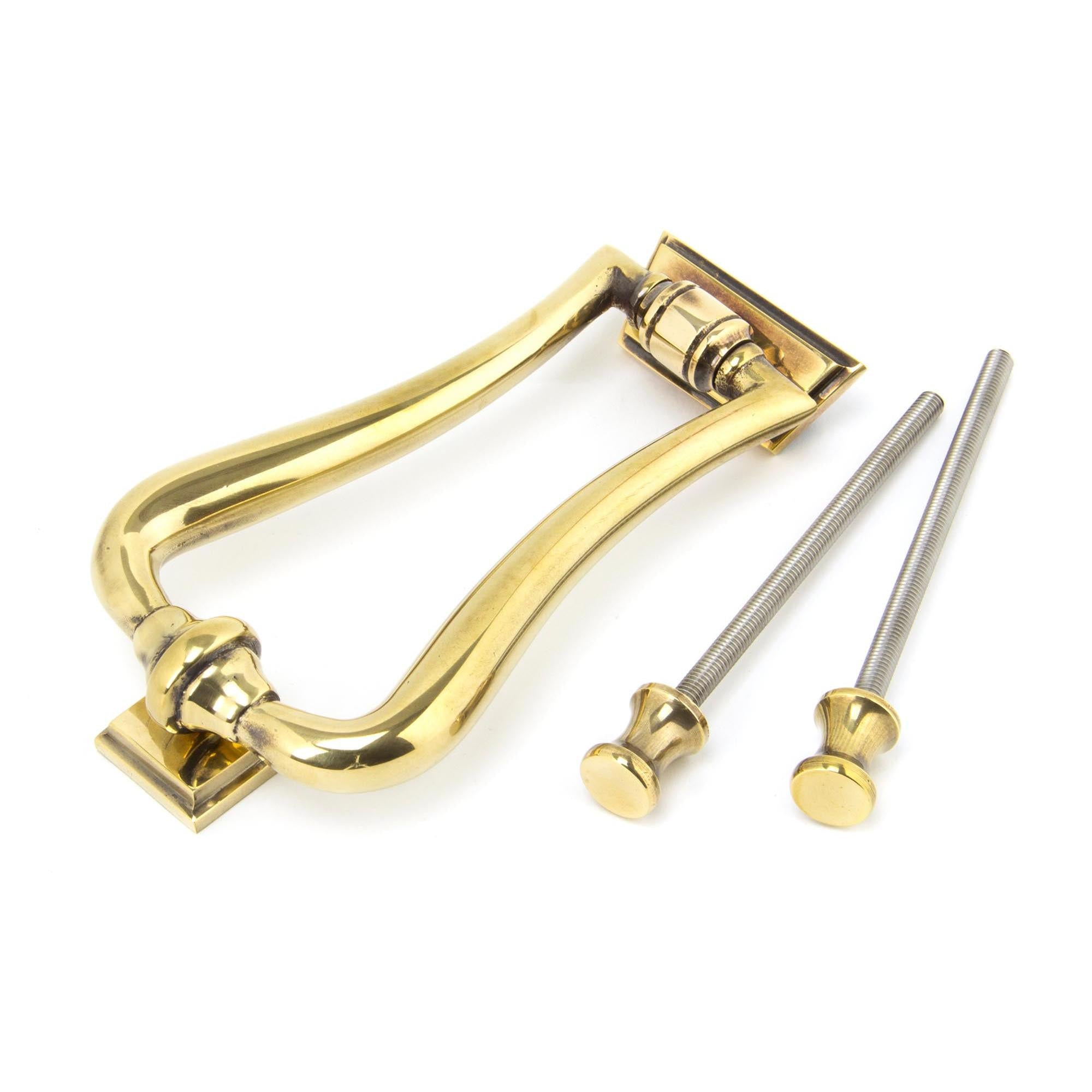 Aged Brass Slimline Art Deco Door Knocker | From The Anvil - Bolt-Through Door Knockers - From The Anvil - Yester Home