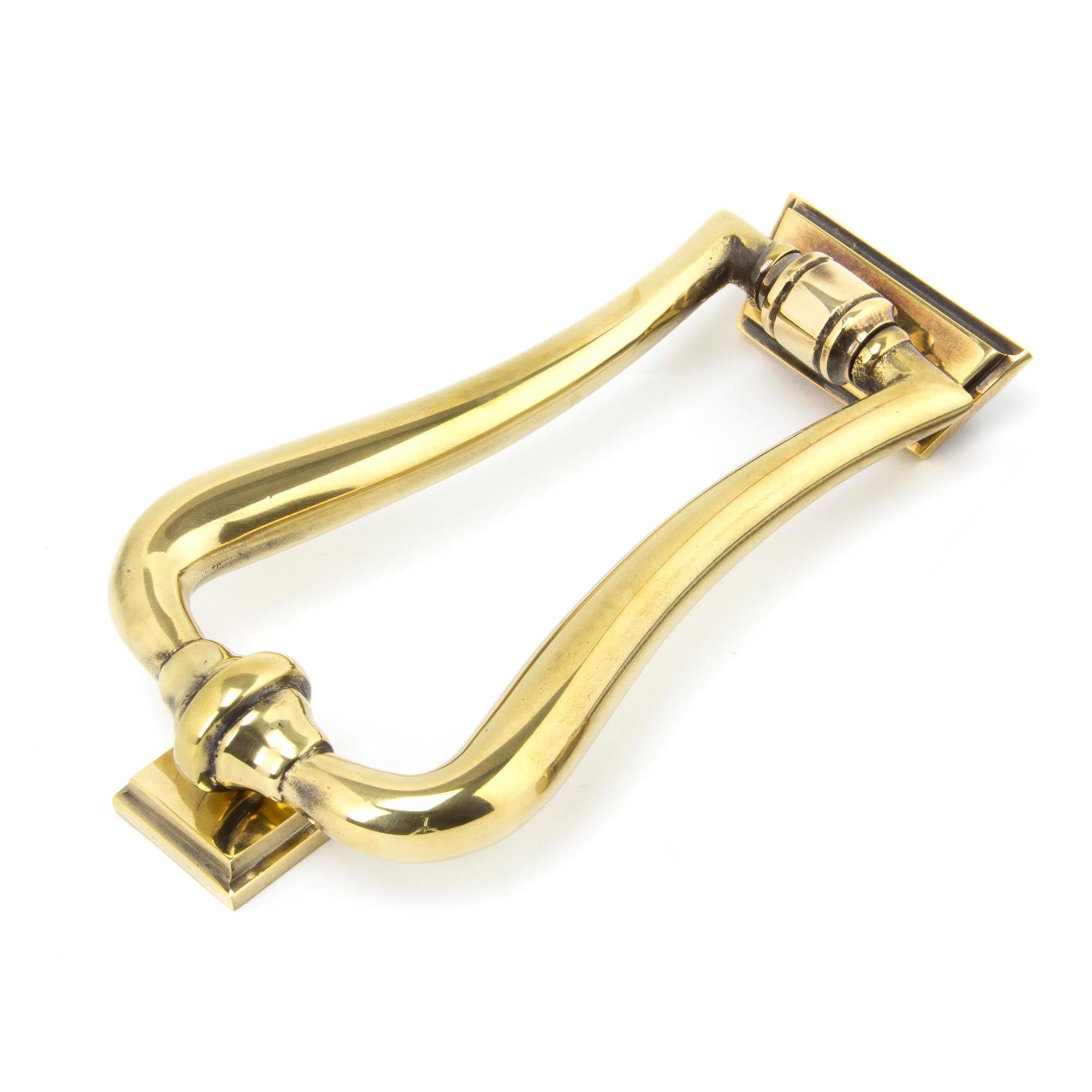 Aged Brass Slimline Art Deco Door Knocker | From The Anvil - Bolt-Through Door Knockers - From The Anvil - Yester Home
