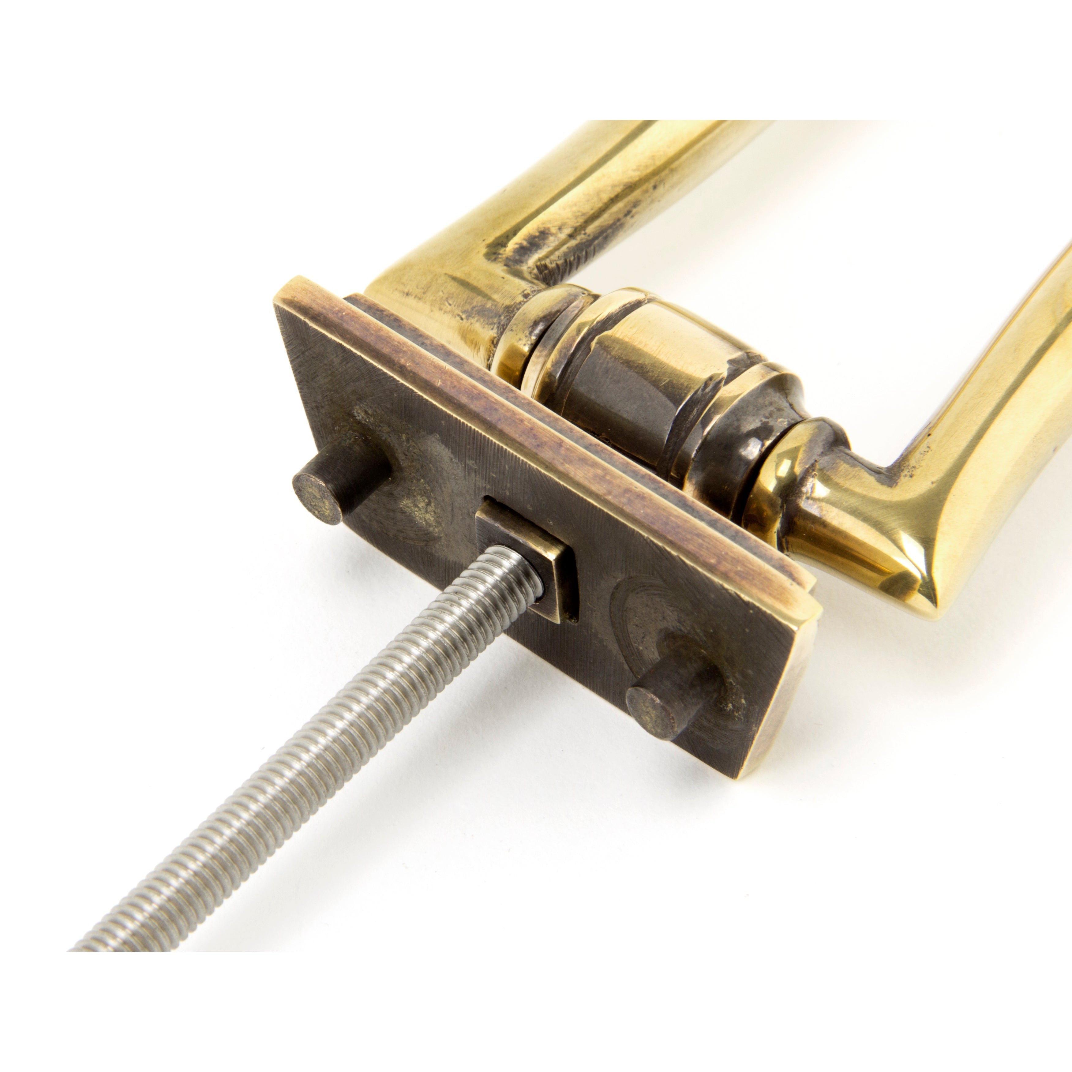 Aged Brass Slimline Art Deco Door Knocker | From The Anvil-Bolt-Through Door Knockers-Yester Home