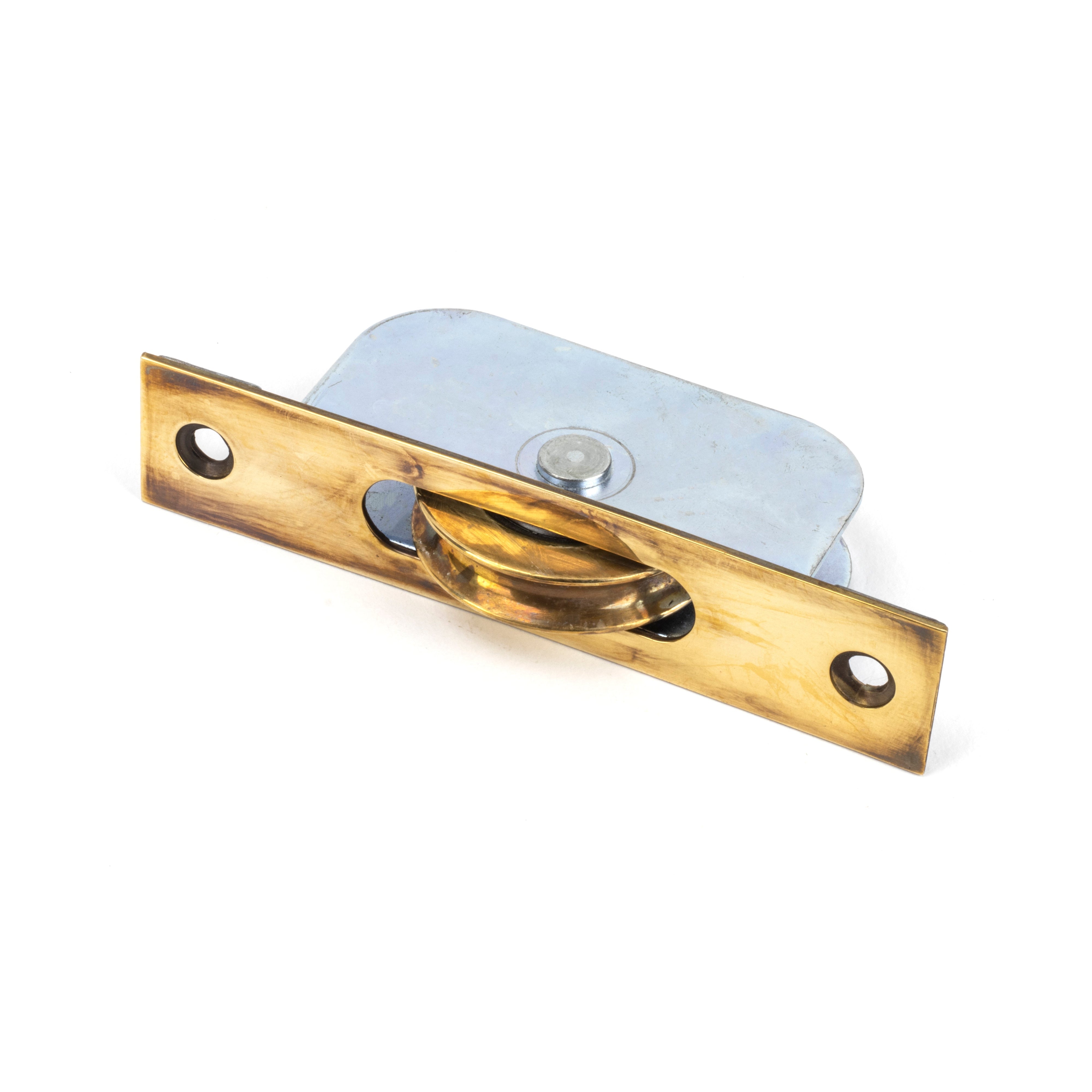 Aged Brass Square Ended Sash Pulley 75kg | From The Anvil-Sash Pulleys-Yester Home