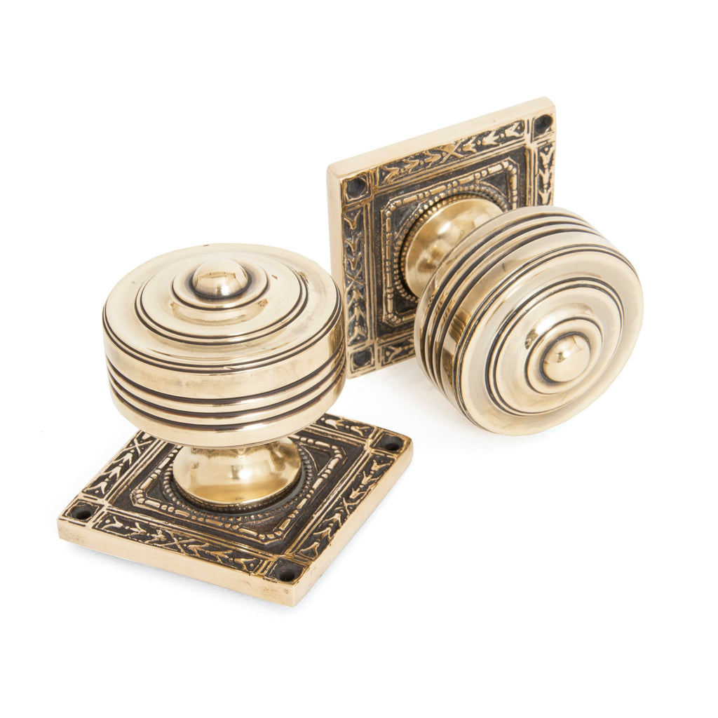 Aged Brass Tewkesbury Square Mortice Knob Set | From The Anvil-Mortice Knobs-Yester Home
