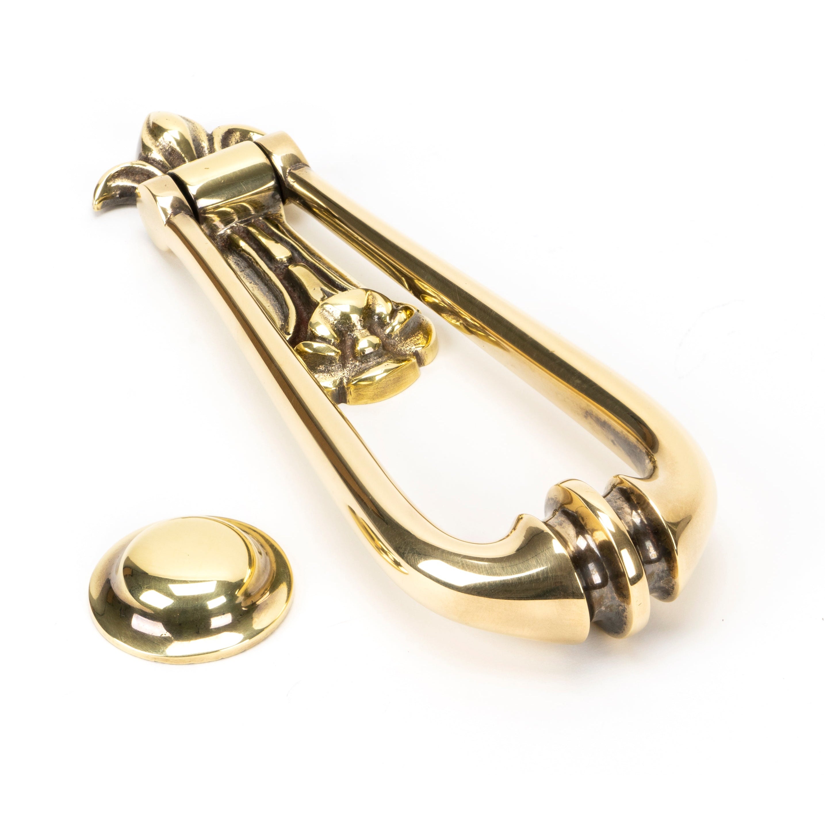 Aged Brass Victorian Loop Door Knocker | From The Anvil-Bolt-Through Door Knockers-Yester Home