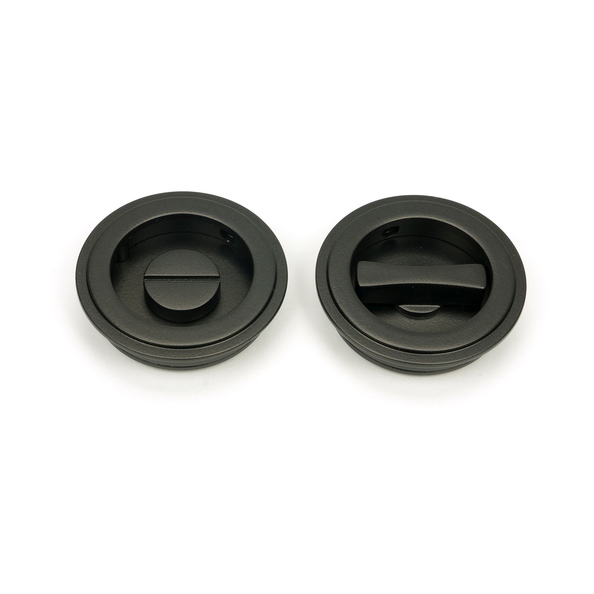 Aged Bronze 60mm Art Deco Round Pull - Privacy Set | From The Anvil-Cabinet Pulls-Yester Home