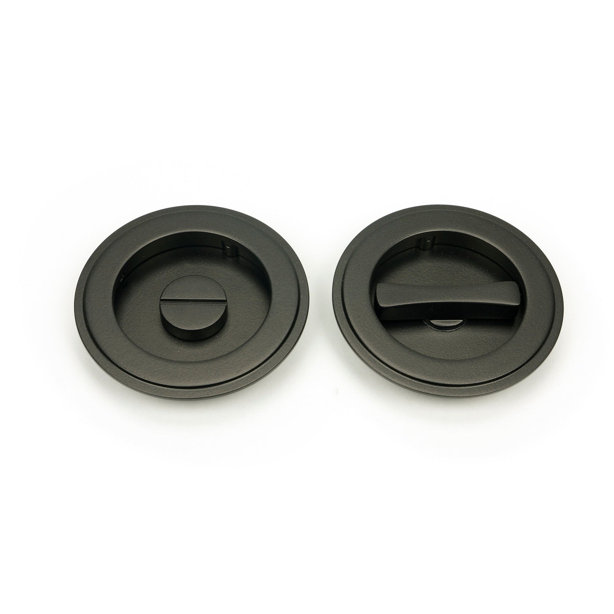 Aged Bronze 75mm Art Deco Round Pull - Privacy Set | From The Anvil-Cabinet Pulls-Yester Home