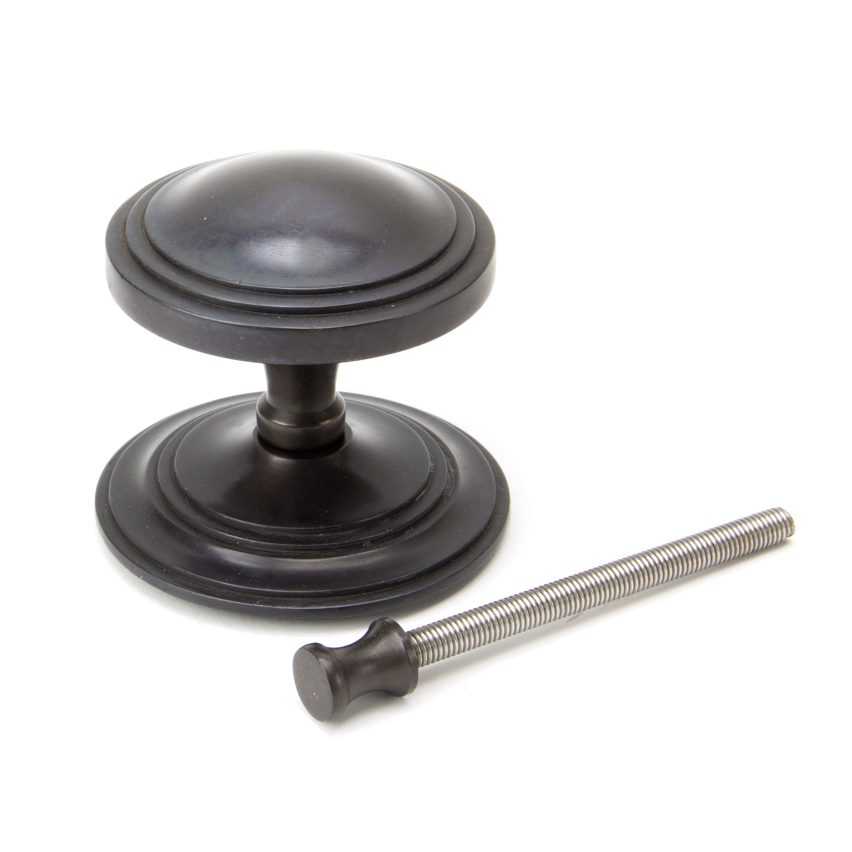 Aged Bronze Art Deco Centre Door Knob | From The Anvil-Centre Door Knobs-Yester Home