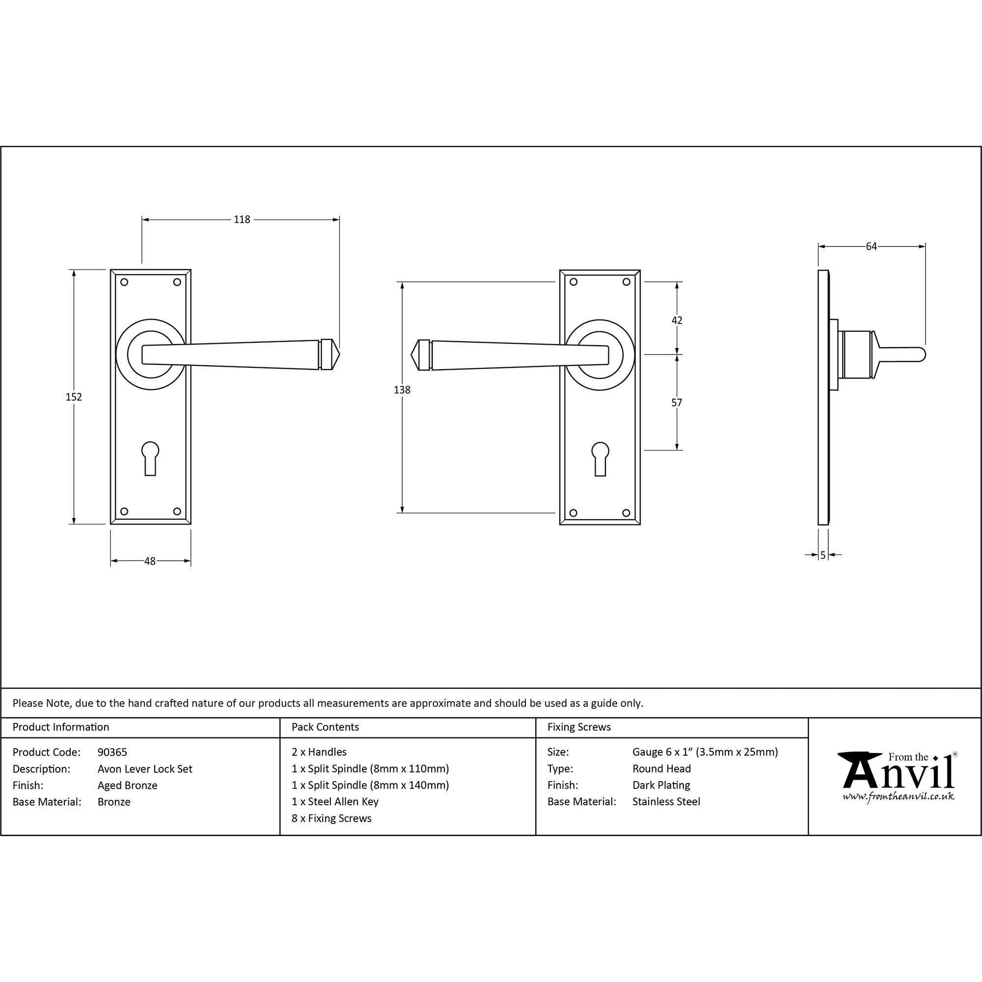 Aged Bronze Avon Lever Latch Set | From The Anvil - Lever Latch - From The Anvil - Yester Home