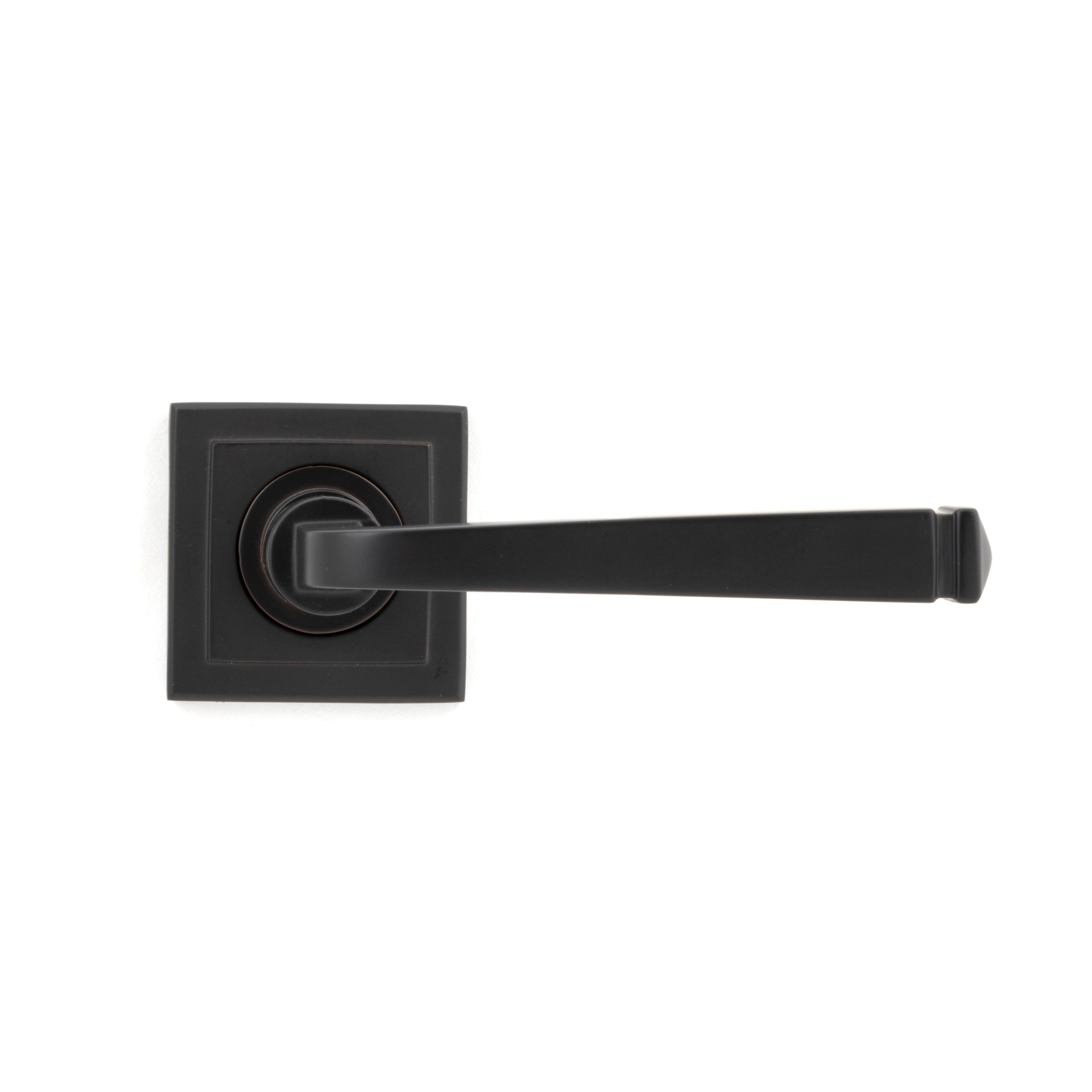 Aged Bronze Avon Round Lever on Rose Set (Square) | From The Anvil-Concealed-Yester Home