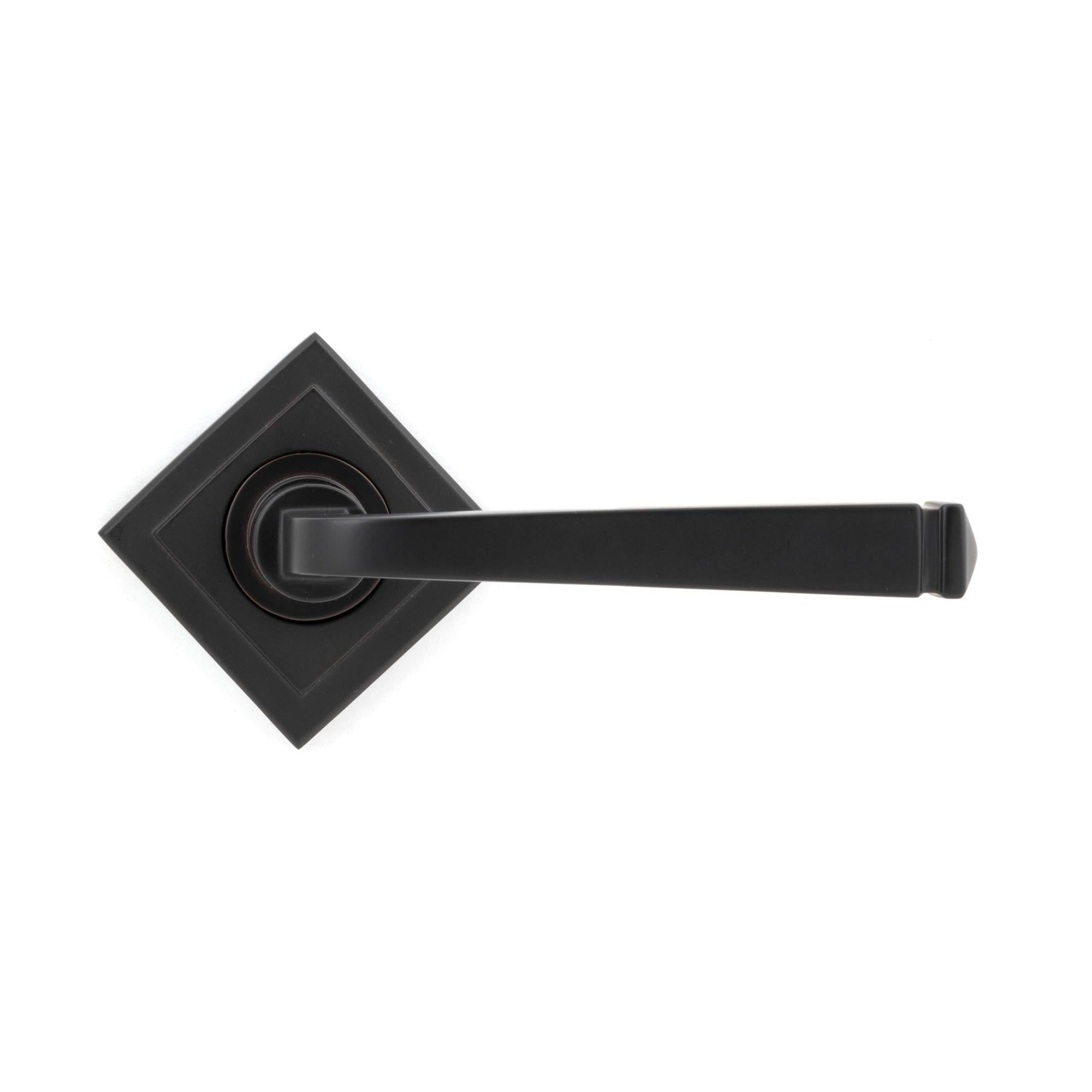 Aged Bronze Avon Round Lever on Rose Set (Square) - Unsprung | From The Anvil - Concealed - From The Anvil - Yester Home