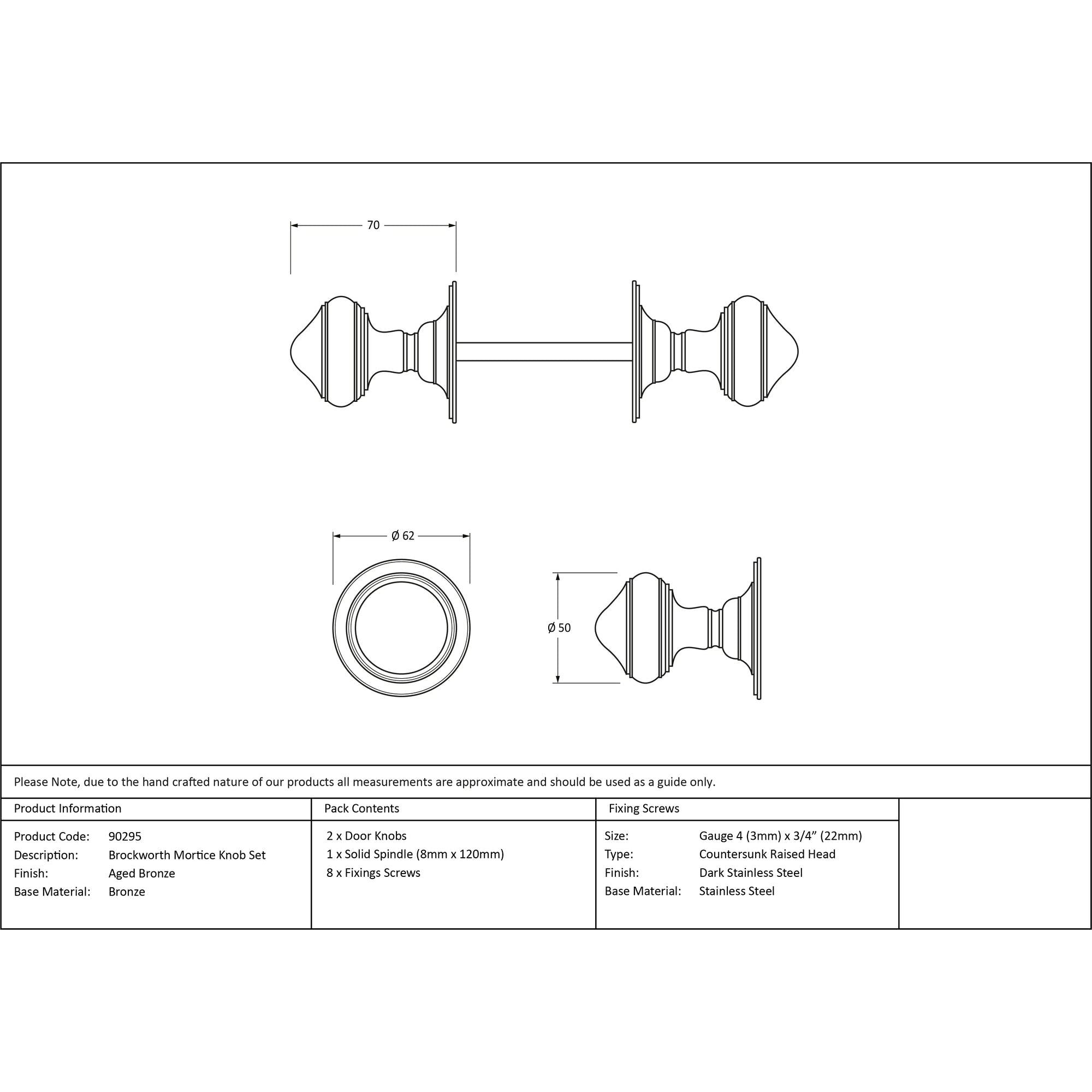 Aged Bronze Brockworth Mortice Knob Set | From The Anvil - Mortice Knobs - From The Anvil - Yester Home