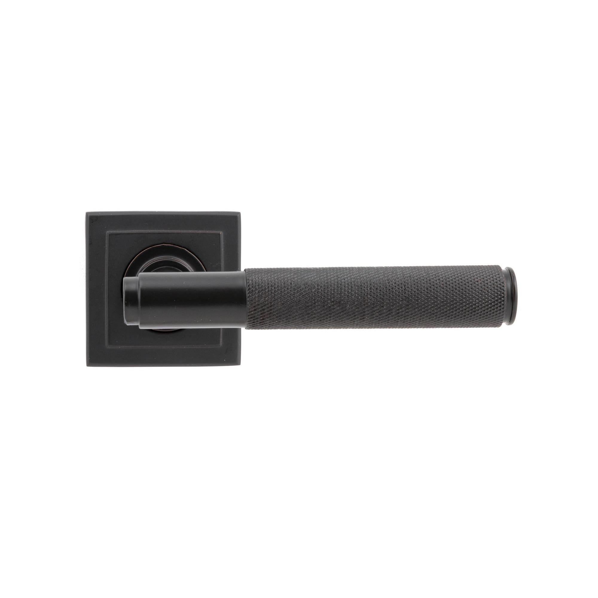 Aged Bronze Brompton Lever on Rose Set (Square) | From The Anvil - Concealed - From The Anvil - Yester Home