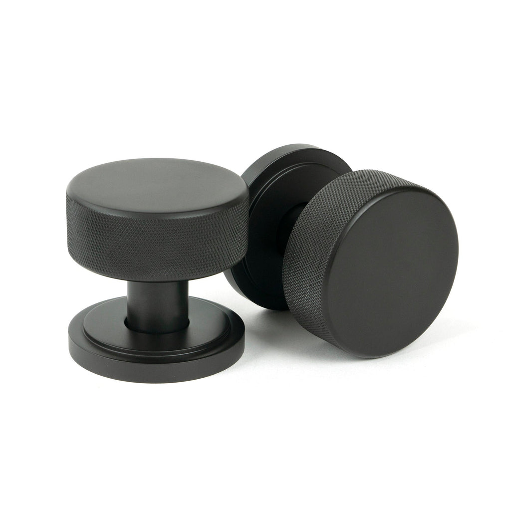Aged Bronze Brompton Mortice/Rim Knob Set (Art Deco) | From The Anvil-Mortice Knobs-Yester Home