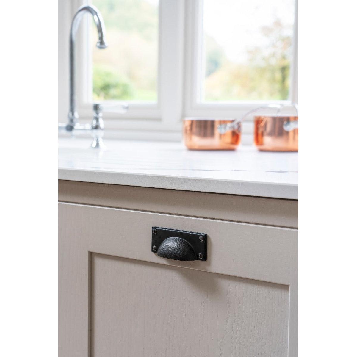 Aged Bronze Hammered Art Deco Drawer Pull | From The Anvil-Drawer Pulls-Yester Home