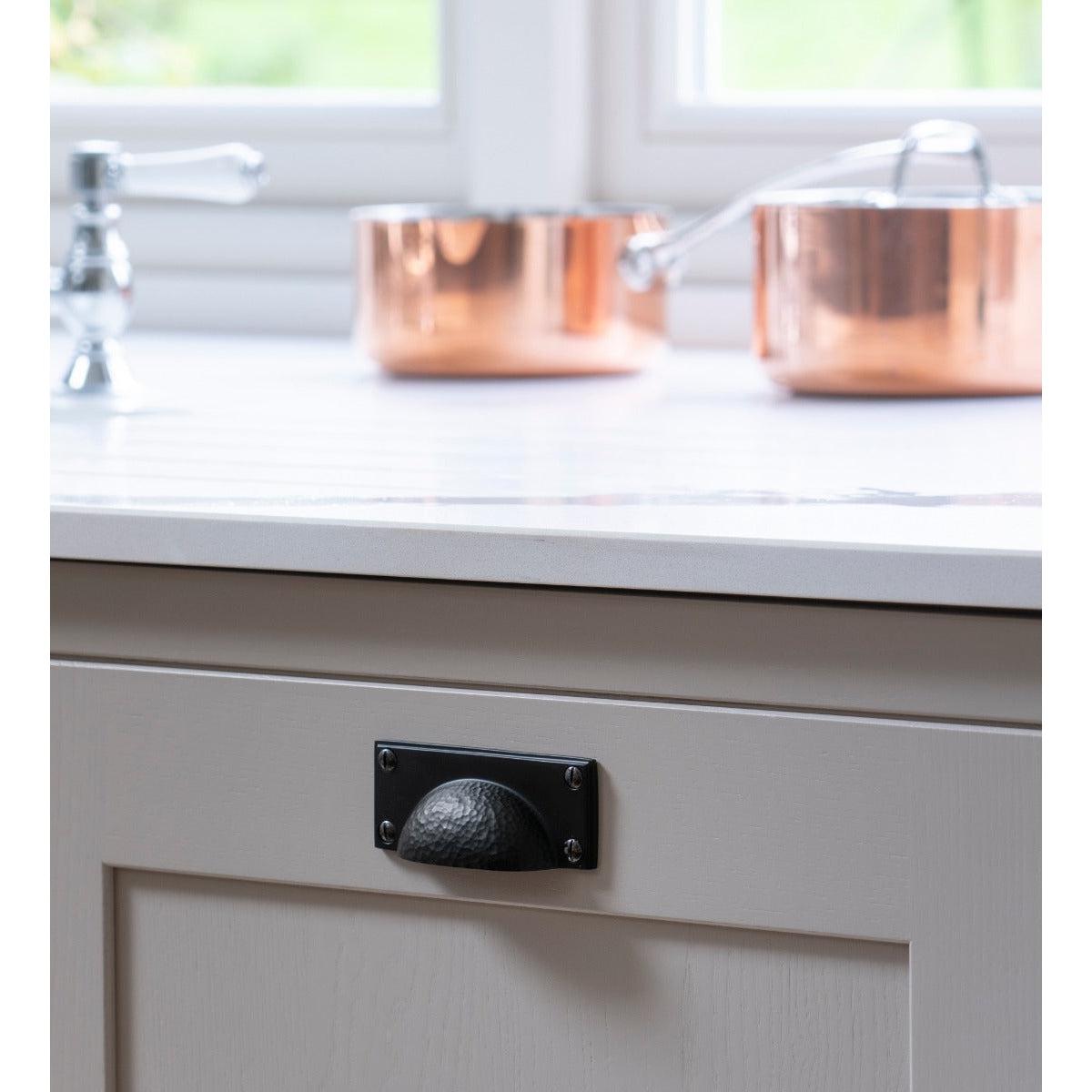 Aged Bronze Hammered Art Deco Drawer Pull | From The Anvil-Drawer Pulls-Yester Home