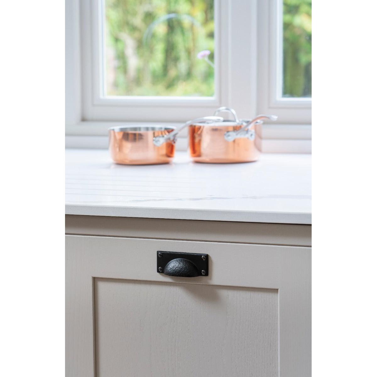 Aged Bronze Hammered Art Deco Drawer Pull | From The Anvil-Drawer Pulls-Yester Home