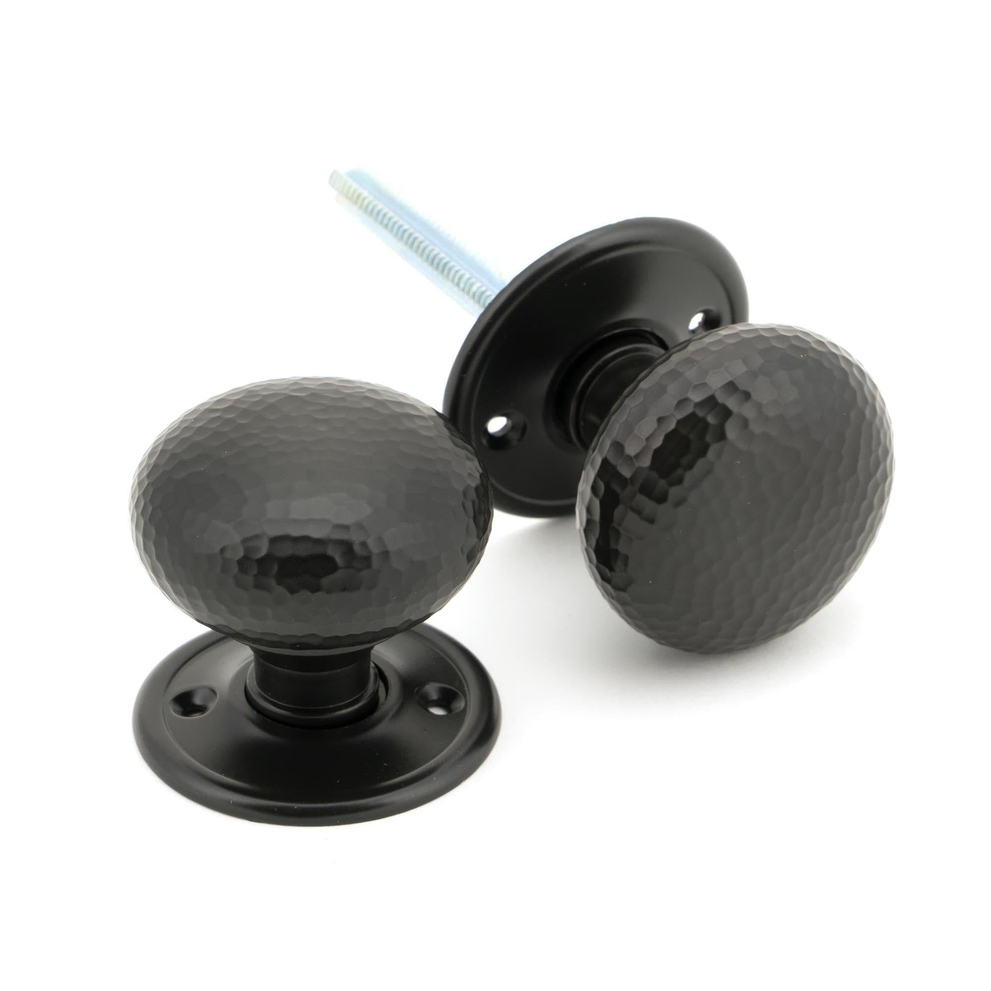Aged Bronze Hammered Mushroom Mortice/Rim Knob Set | From The Anvil - Mortice Knobs - From The Anvil - Yester Home
