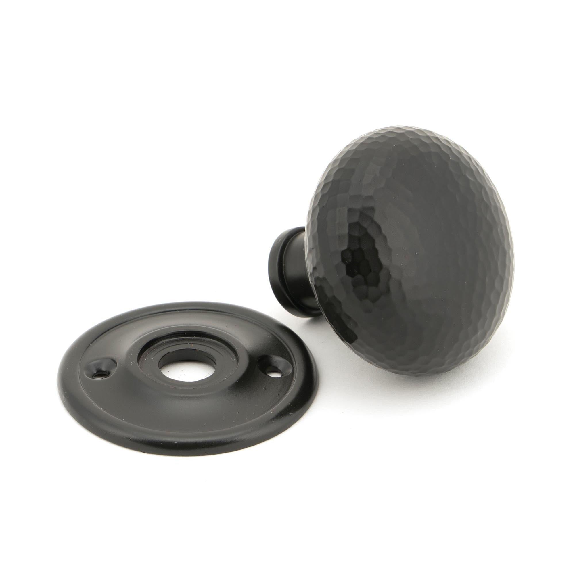 Aged Bronze Hammered Mushroom Mortice/Rim Knob Set | From The Anvil - Mortice Knobs - From The Anvil - Yester Home