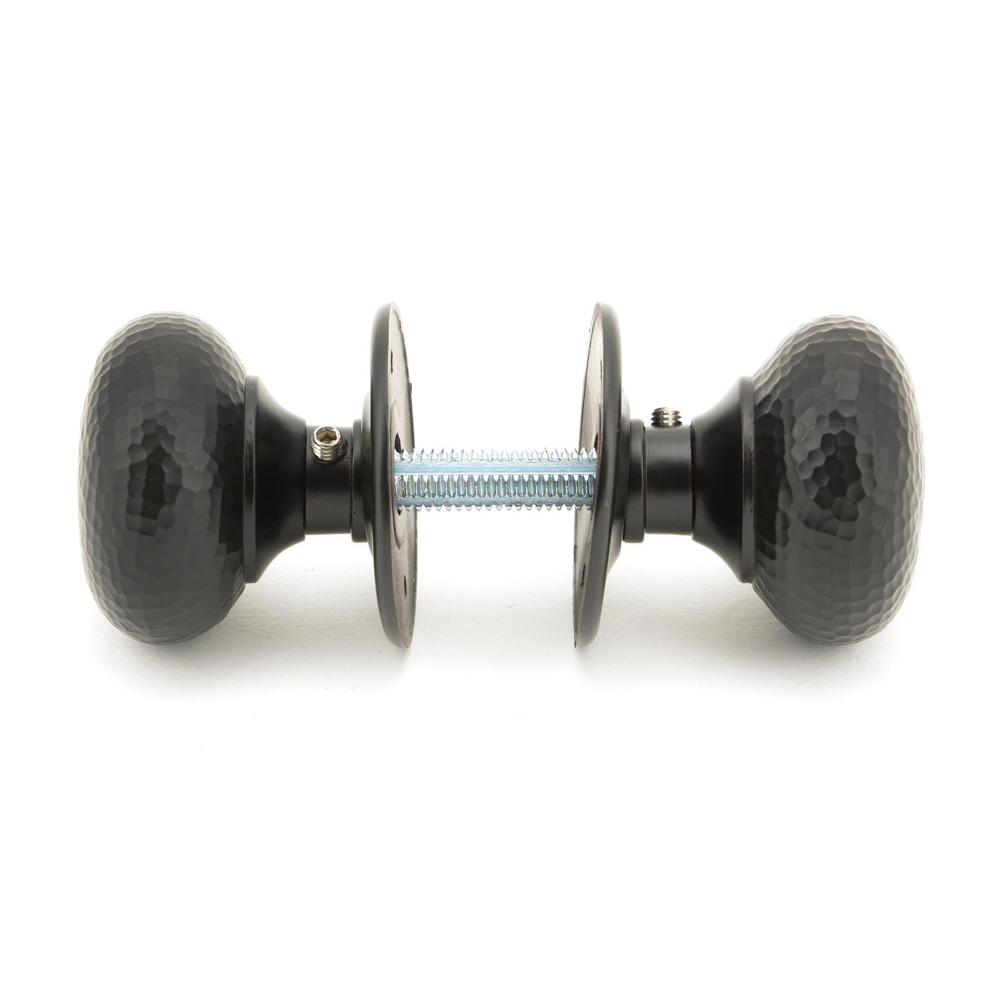 Aged Bronze Hammered Mushroom Mortice/Rim Knob Set | From The Anvil - Mortice Knobs - From The Anvil - Yester Home