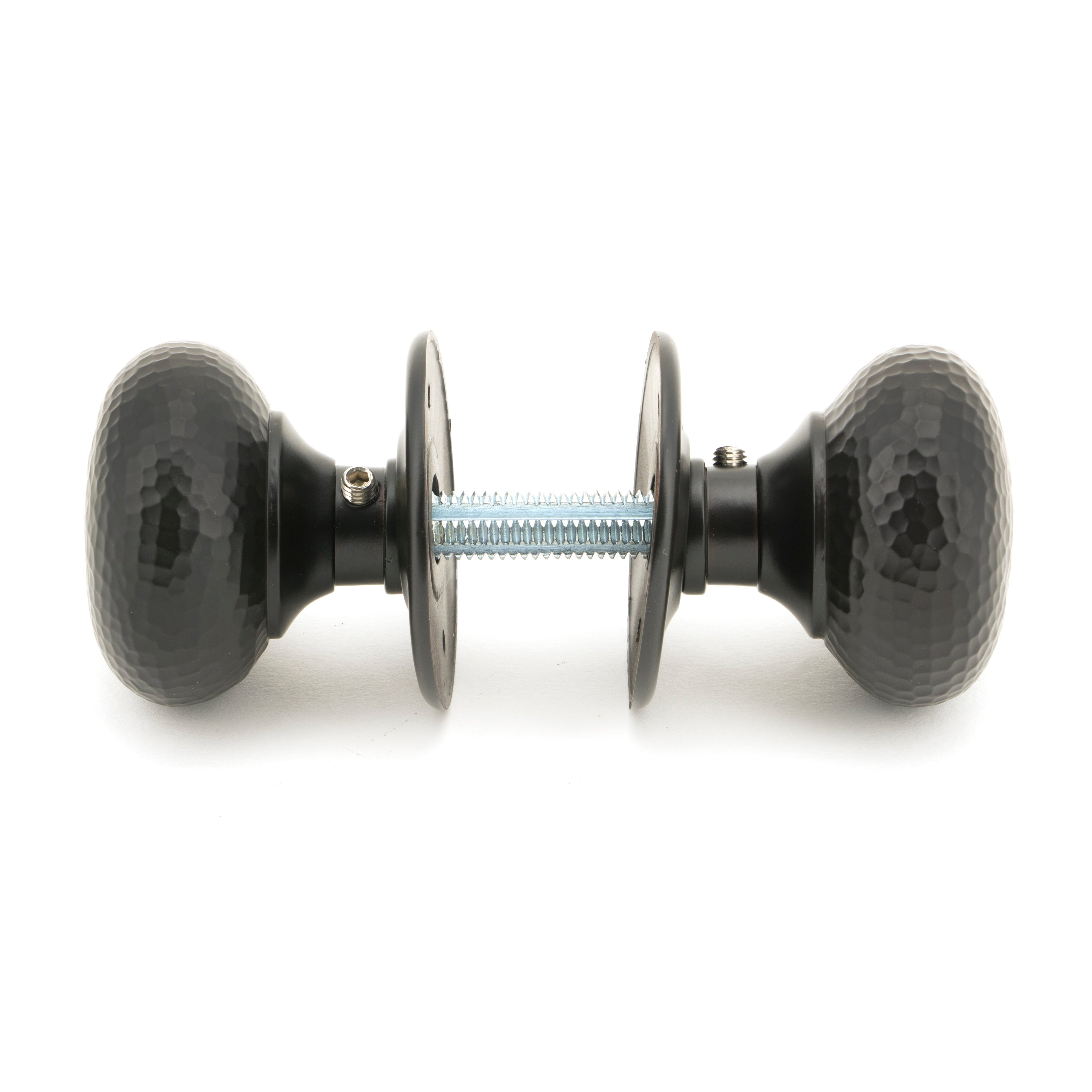 Aged Bronze Hammered Mushroom Mortice/Rim Knob Set | From The Anvil-Mortice Knobs-Yester Home