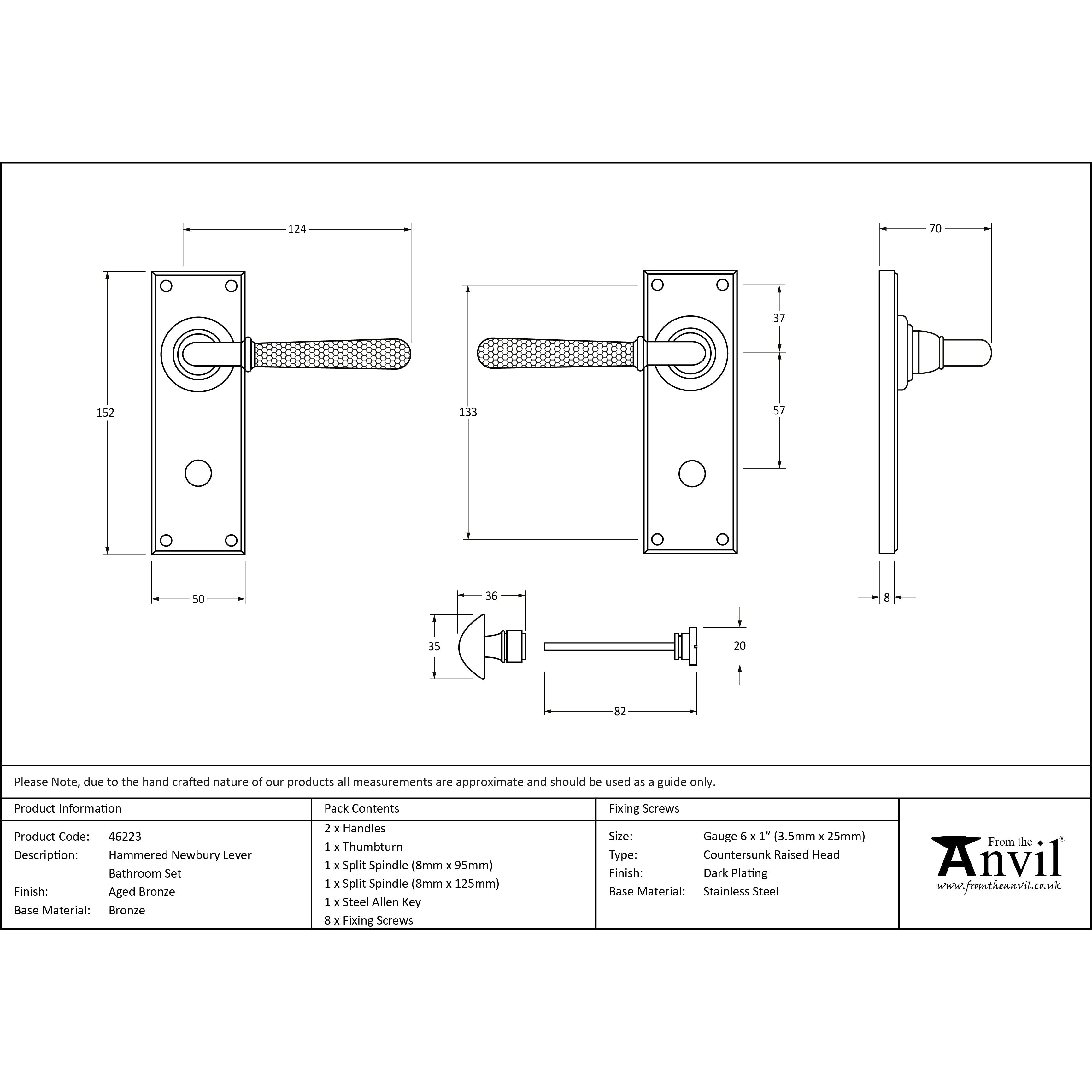 Aged Bronze Hammered Newbury Lever Bathroom Set | From The Anvil-Lever Bathroom-Yester Home