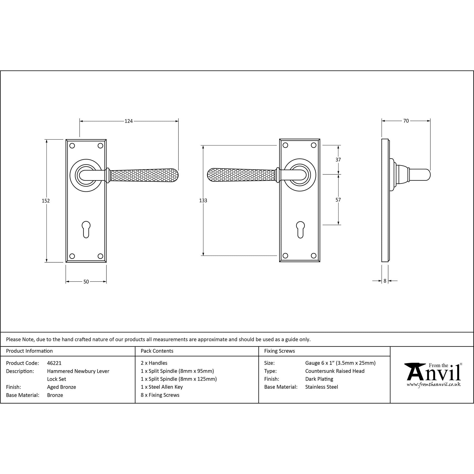 Aged Bronze Hammered Newbury Lever Lock Set | From The Anvil - Lever Lock - From The Anvil - Yester Home