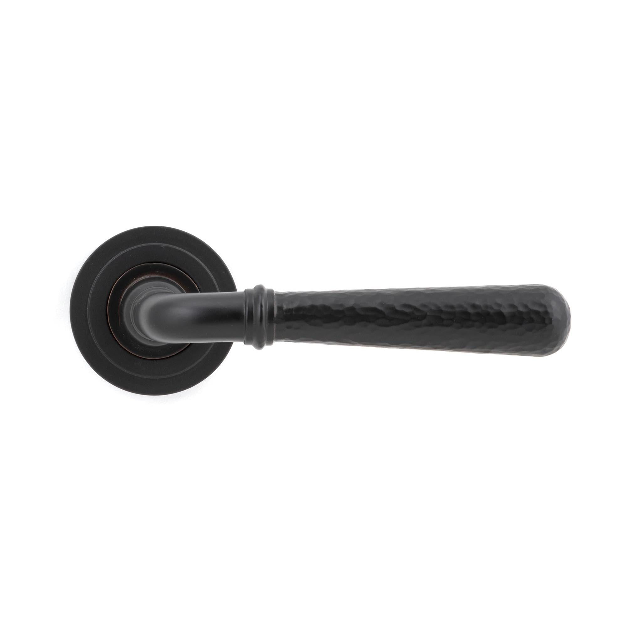Aged Bronze Hammered Newbury Lever on Rose Set (Art Deco) - Unsprung | From The Anvil - Concealed - From The Anvil - Yester Home