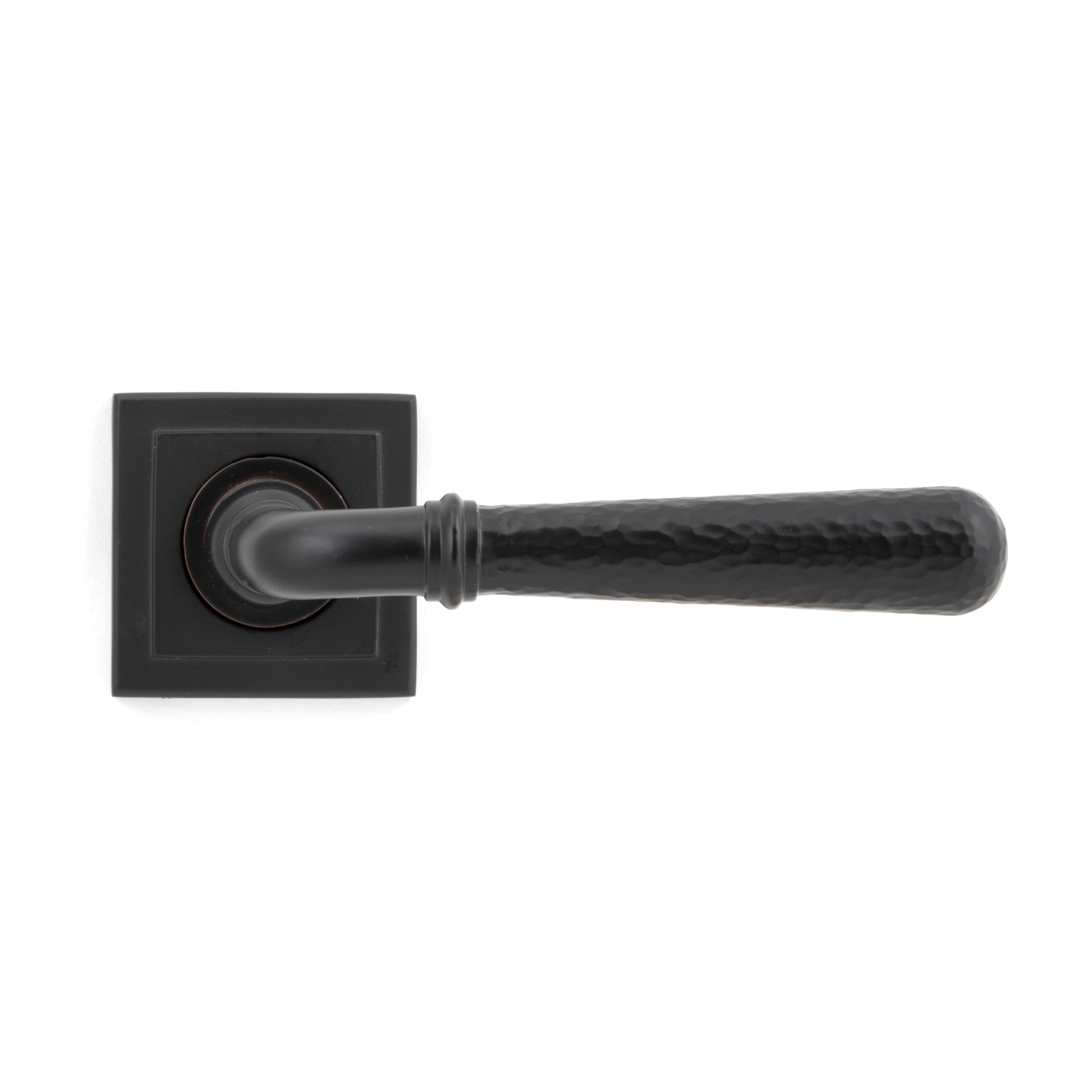 Aged Bronze Hammered Newbury Lever on Rose Set (Square) - Unsprung | From The Anvil-Concealed-Yester Home