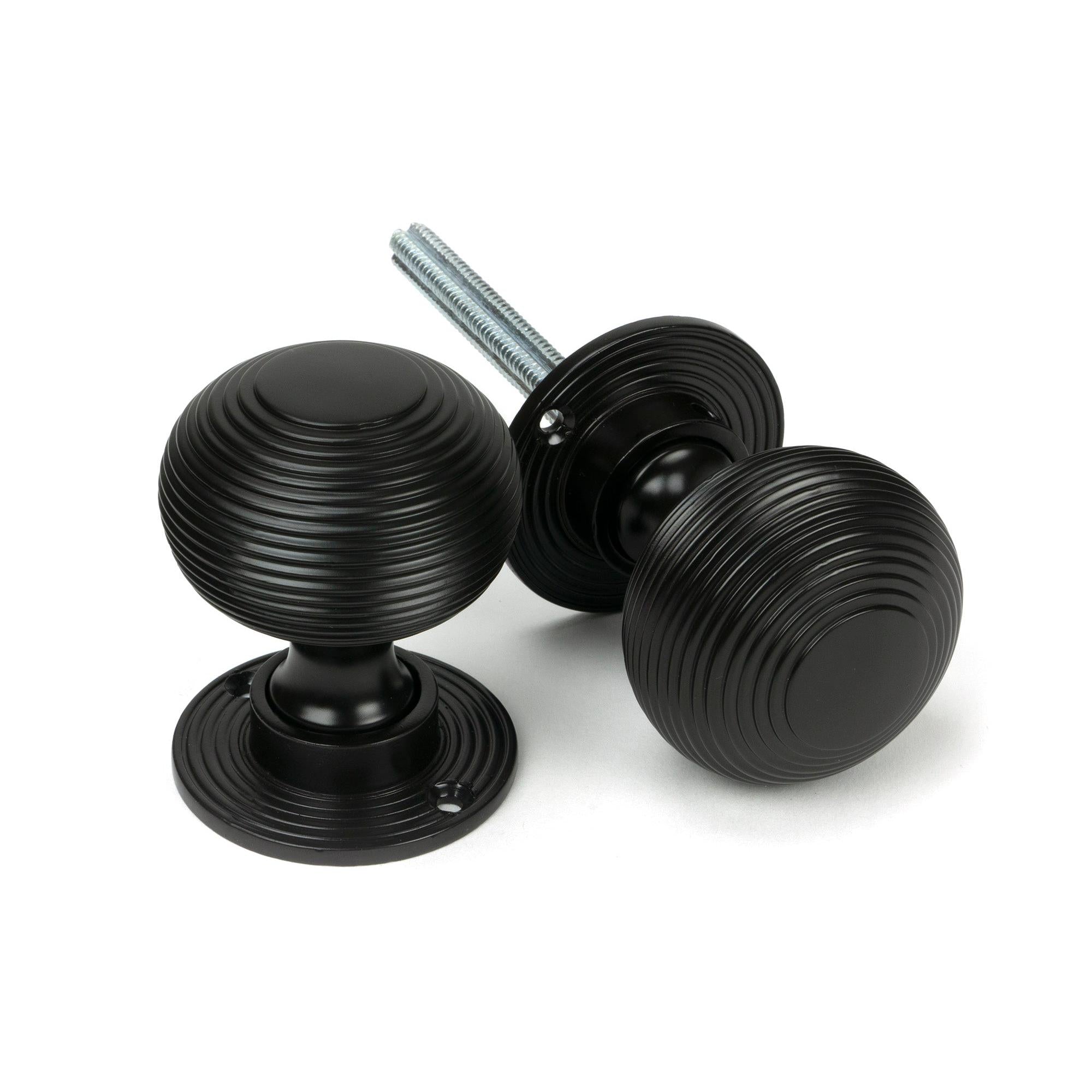 Aged Bronze Heavy Beehive Mortice/Rim Knob Set | From The Anvil - Mortice Knobs - From The Anvil - Yester Home