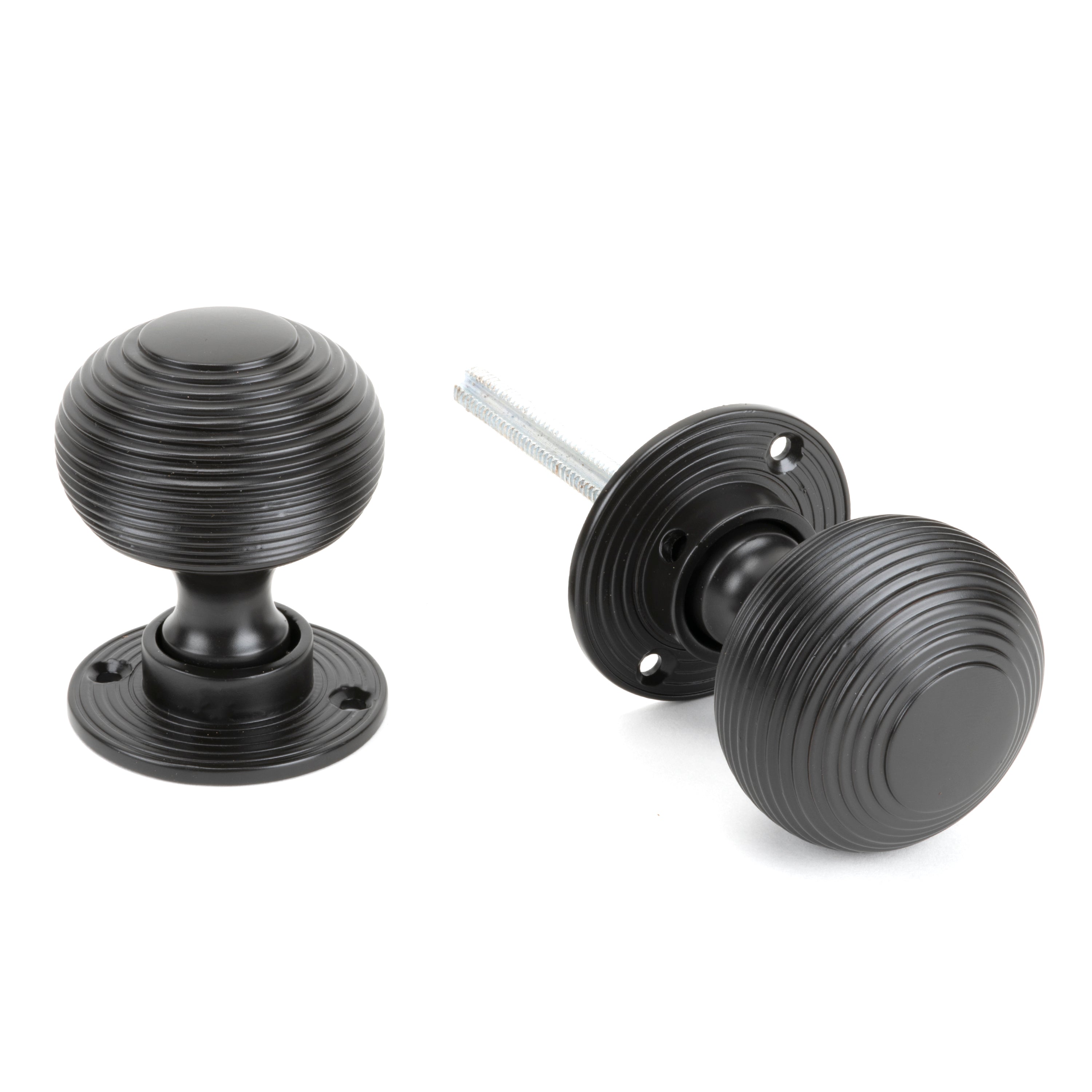 Aged Bronze Heavy Beehive Mortice/Rim Knob Set | From The Anvil-Mortice Knobs-Yester Home