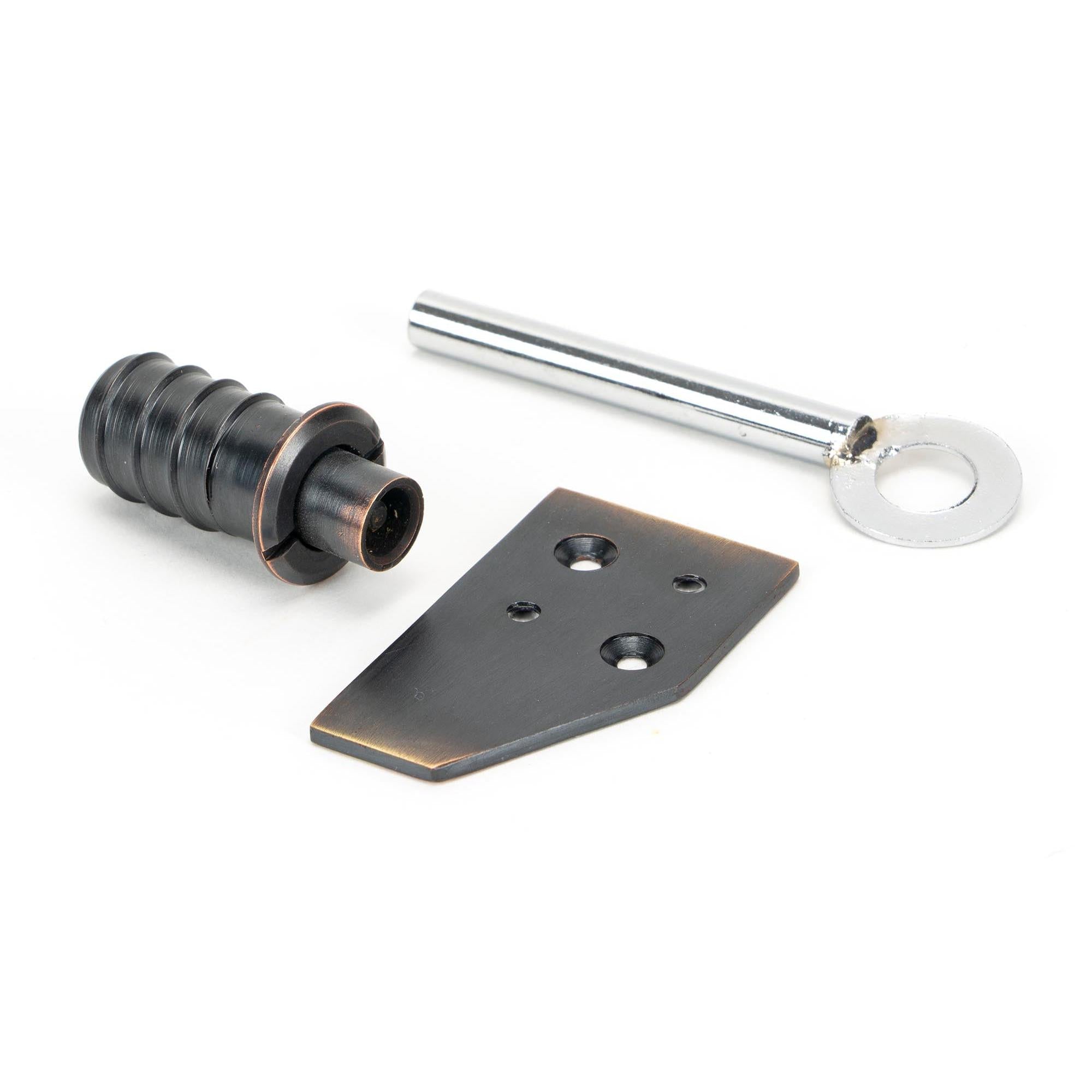 Aged Bronze Key-Flush Sash Stop | From The Anvil - Sash Stops - From The Anvil - Yester Home