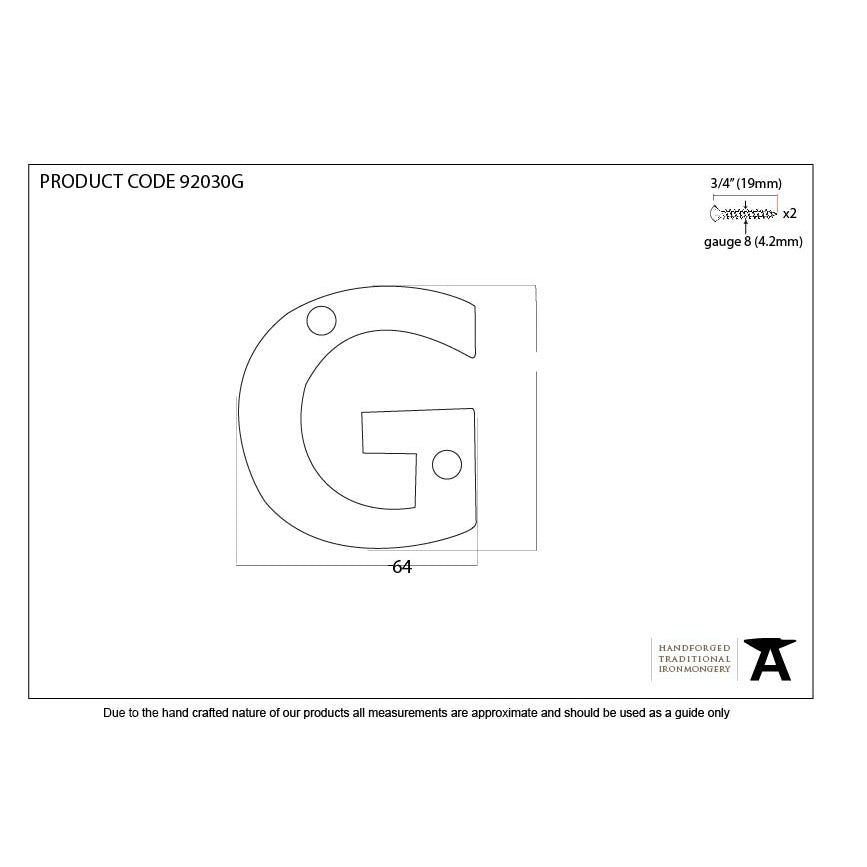 Aged Bronze Letter G | From The Anvil-Letters-Yester Home