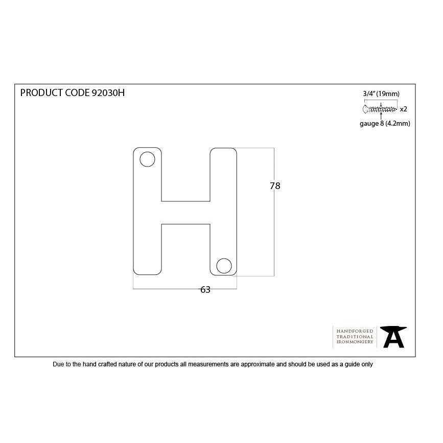 Aged Bronze Letter H | From The Anvil-Letters-Yester Home