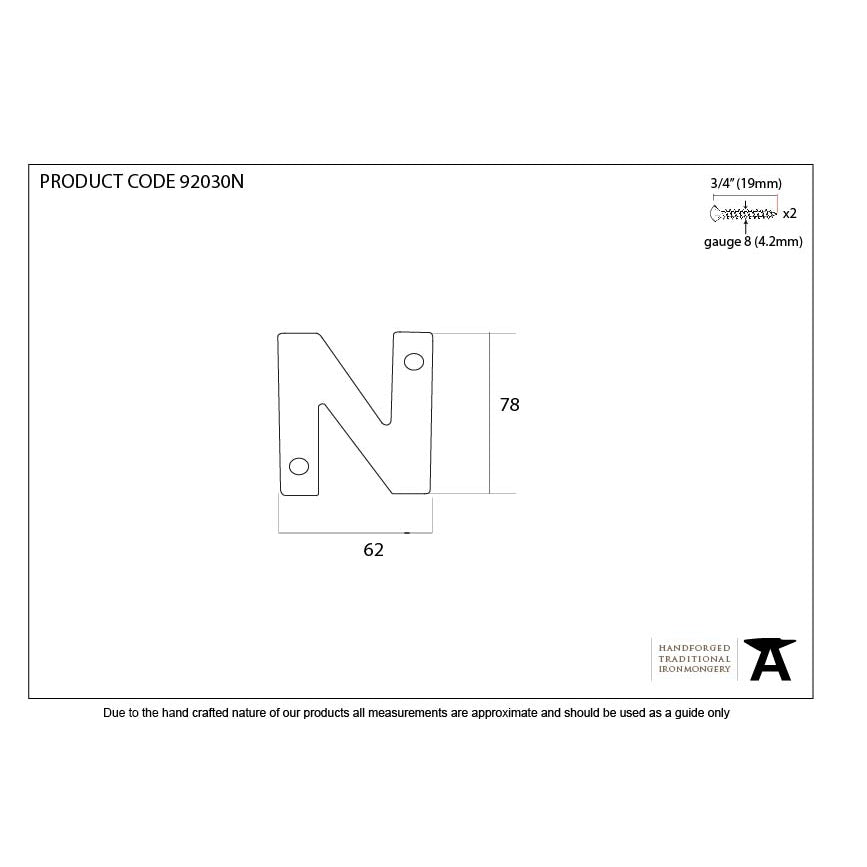 Aged Bronze Letter N | From The Anvil-Letters-Yester Home