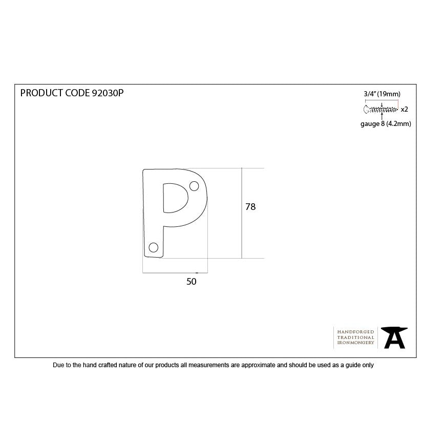 Aged Bronze Letter P | From The Anvil-Letters-Yester Home