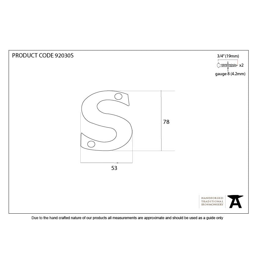 Aged Bronze Letter S | From The Anvil-Letters-Yester Home