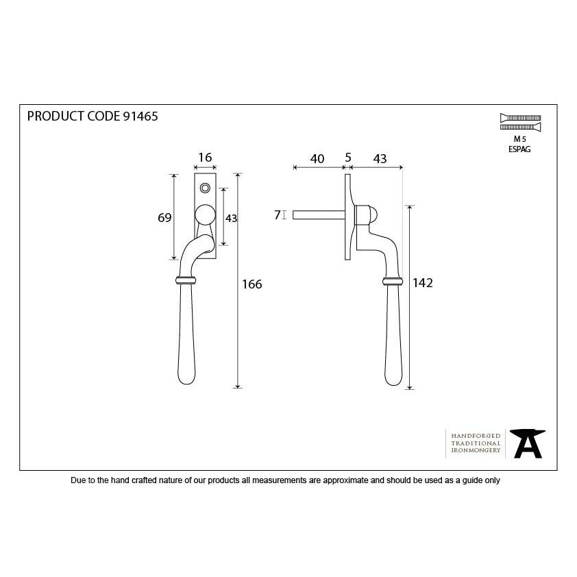Aged Bronze Newbury Espag - LH | From The Anvil-Espag. Fasteners-Yester Home