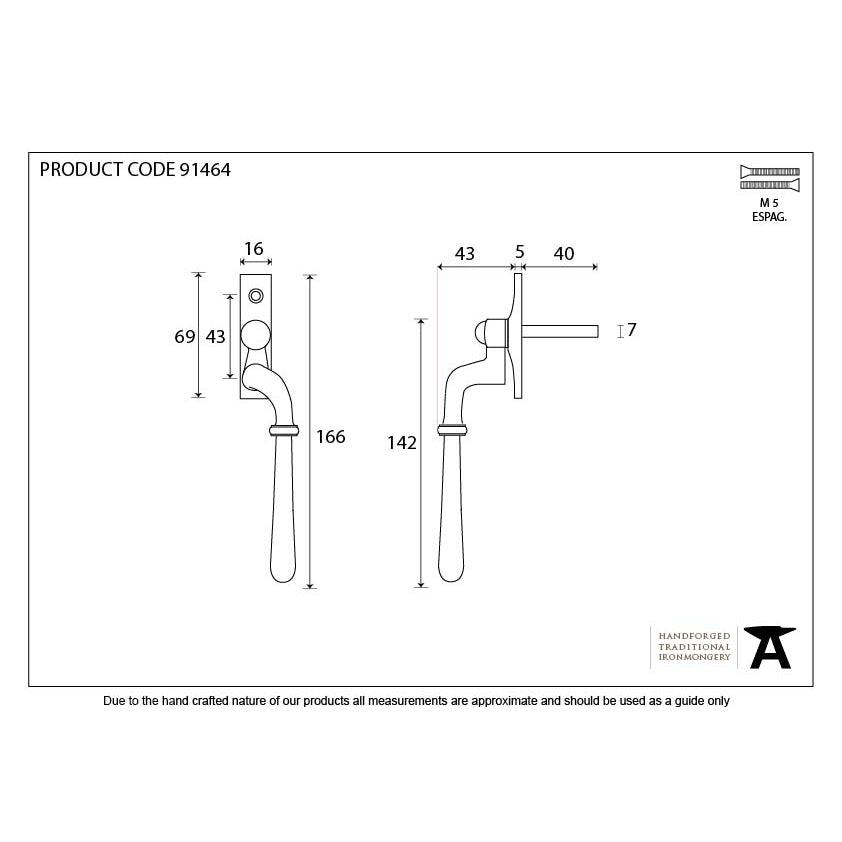 Aged Bronze Newbury Espag - RH | From The Anvil-Espag. Fasteners-Yester Home