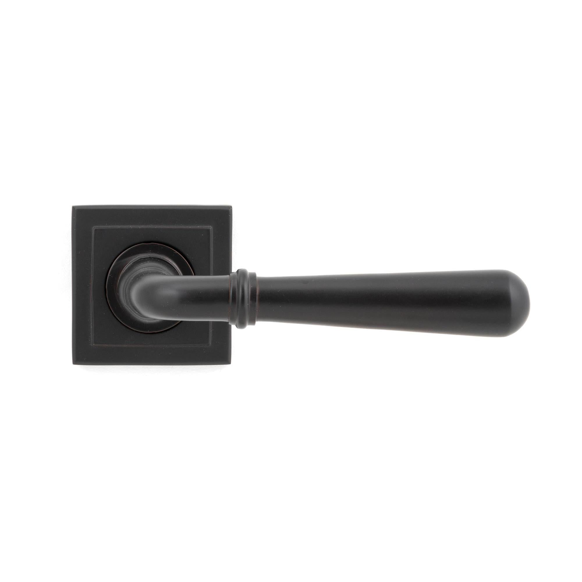 Aged Bronze Newbury Lever on Rose Set (Square) - Unsprung | From The Anvil - Concealed - From The Anvil - Yester Home
