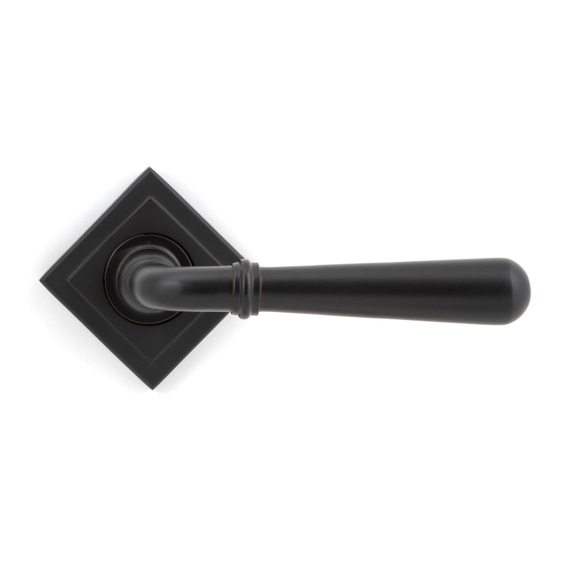 Aged Bronze Newbury Lever on Rose Set (Square) - Unsprung | From The Anvil - Concealed - From The Anvil - Yester Home