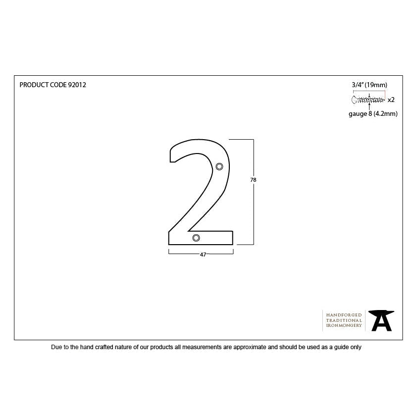 Aged Bronze Numeral 2 | From The Anvil-Numerals-Yester Home